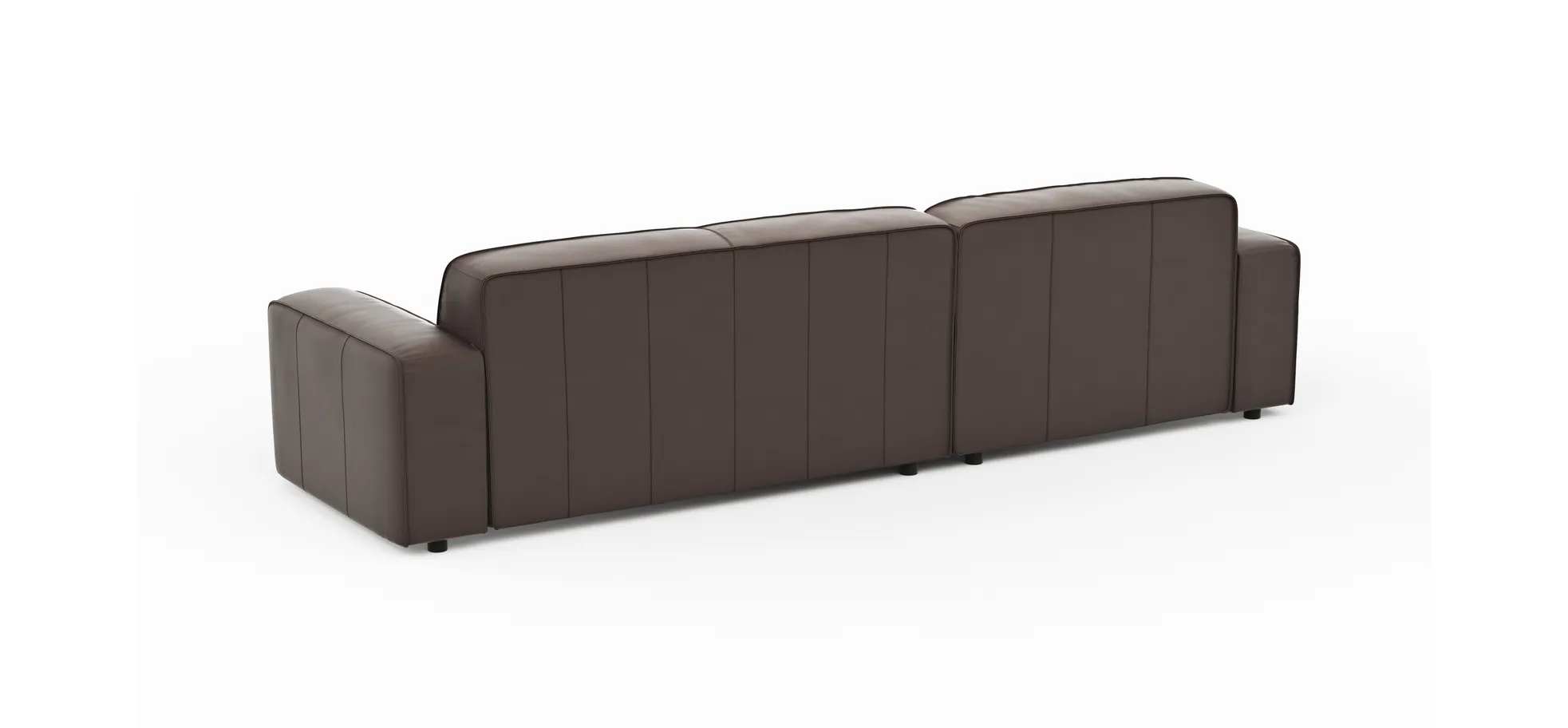 Ecksofa Denver - Longchair links, groß mit 2,5-Sitzer, Leder, Mocca