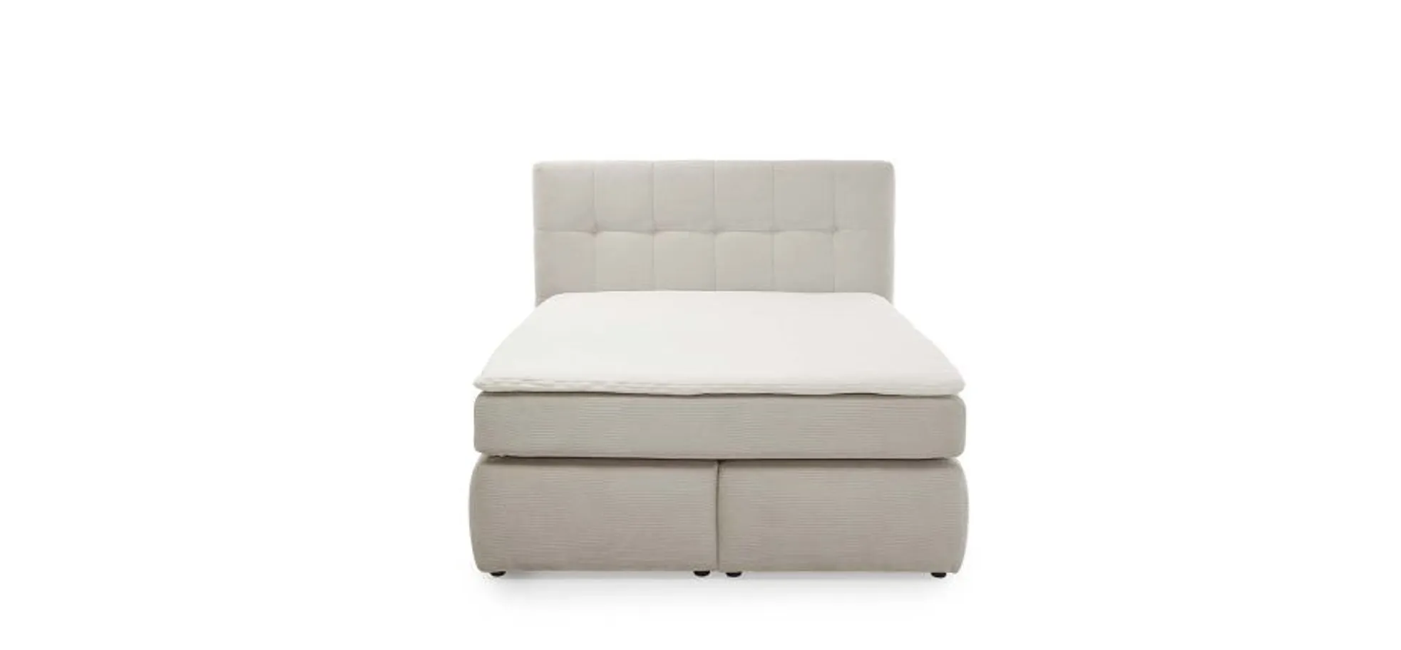 Boxspringbett, Feincord beige, - Janah