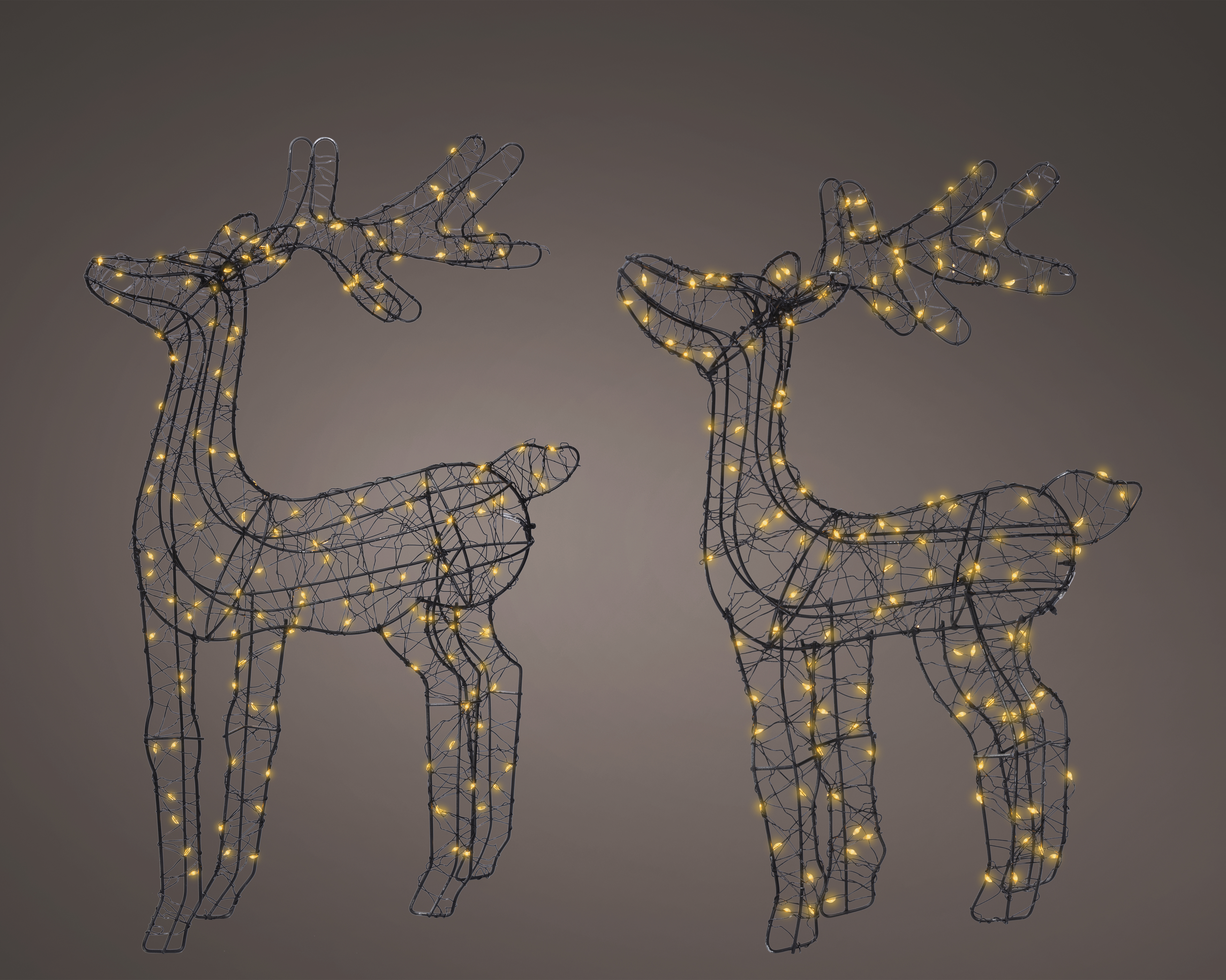 LED Rentier - schwarz/klassisch warm, Metall, L5-W34-H56cm-260L