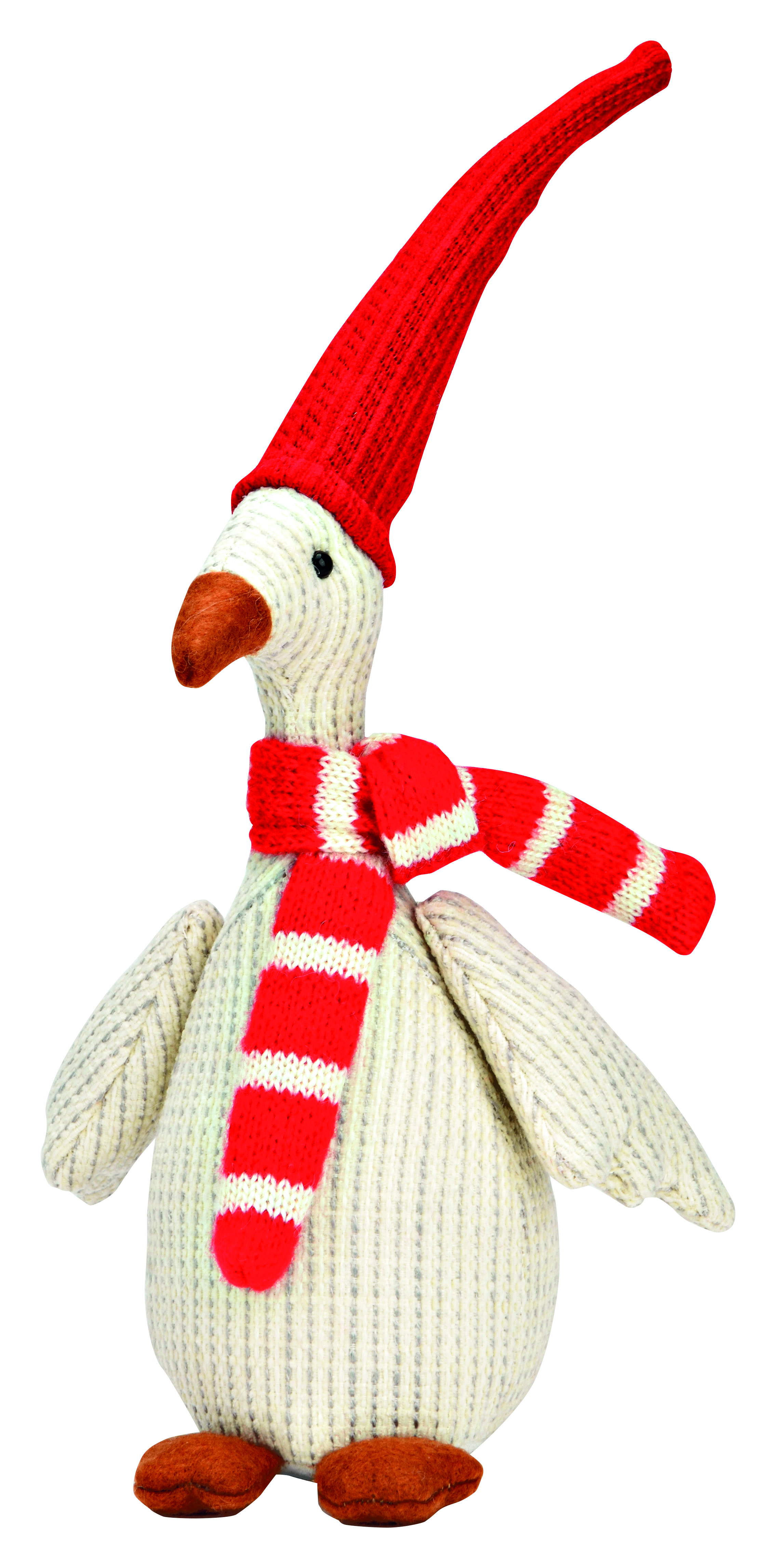 Weihnachtsgans - Textil rot, weiß, 12x26x12cm