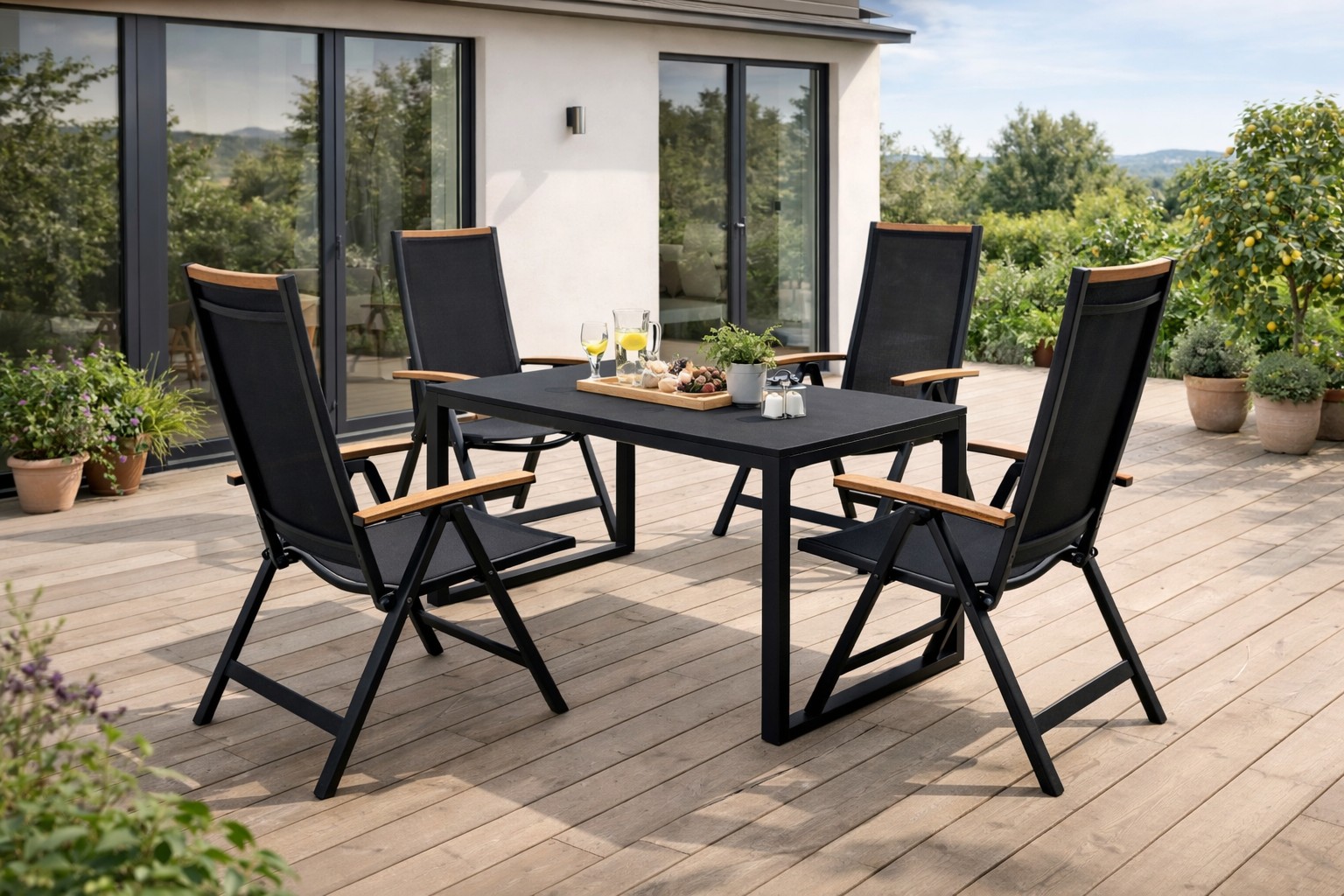 Gartenstuhl, mit Holzoptik, klappbar - Gartenstuhl