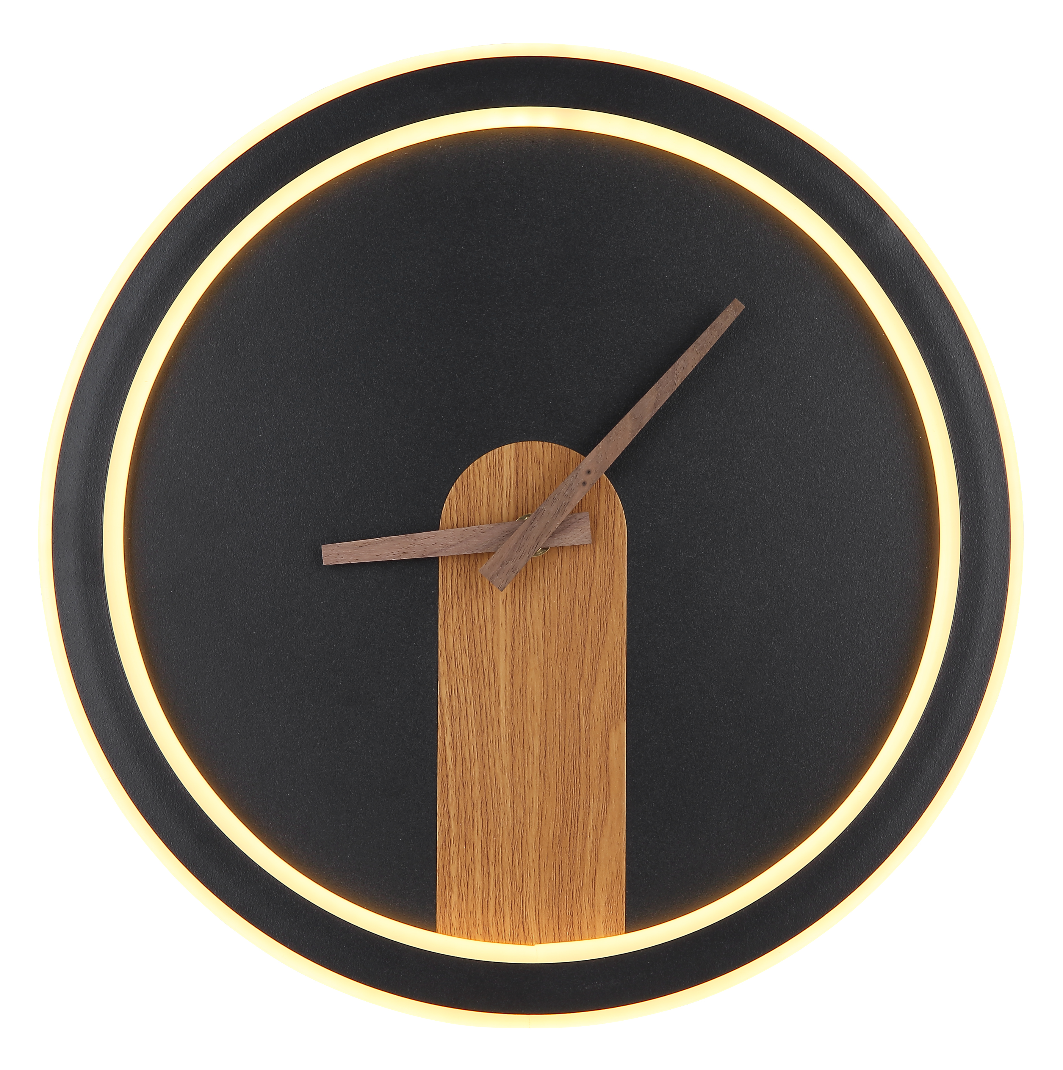 Wanduhr  - schwarz, Metall/Holzoptik