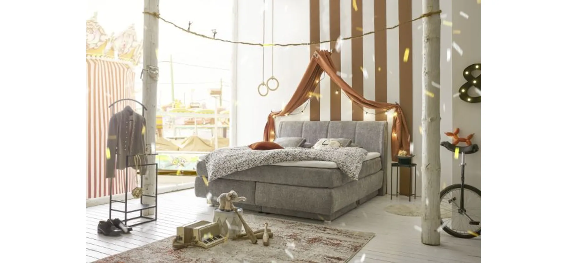 Boxspringbett, Mittelgrau - Jillian