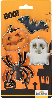 Ausstecher-Set Halloween - Edelstahl, 4 Motive Halloween (Spinne, Kürbis)