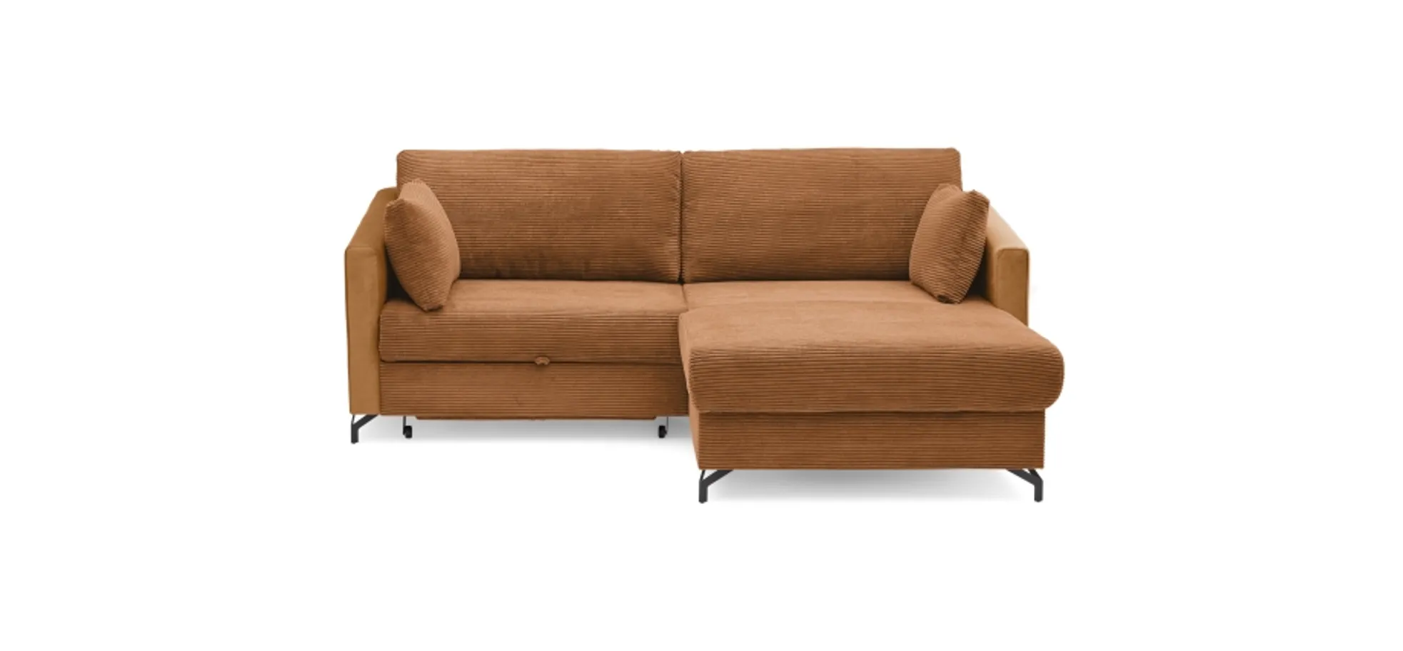 Ecksofa - 1,5-Sitzer, Ecke rechts inkl. Schlaffunktion und Bettkasten, Stoff, Kupfer