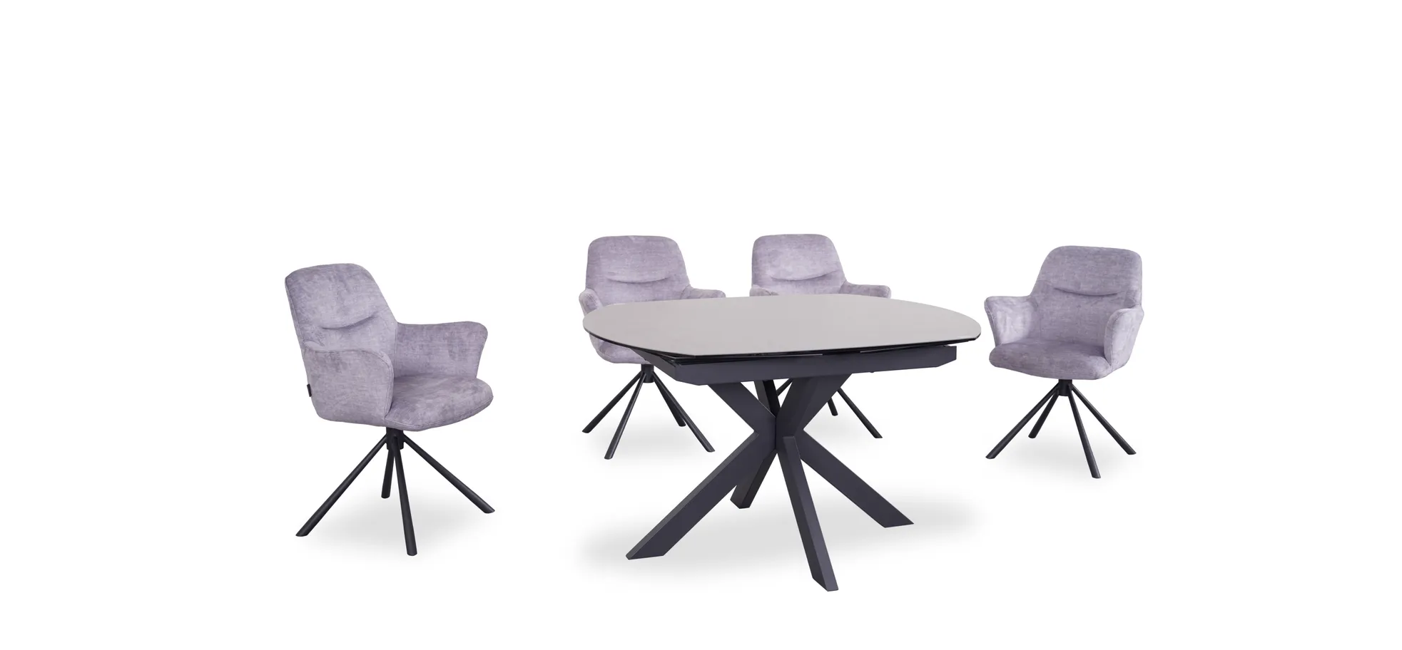 Esstisch, ausziehbar, Glaskeramik grau - Meggie