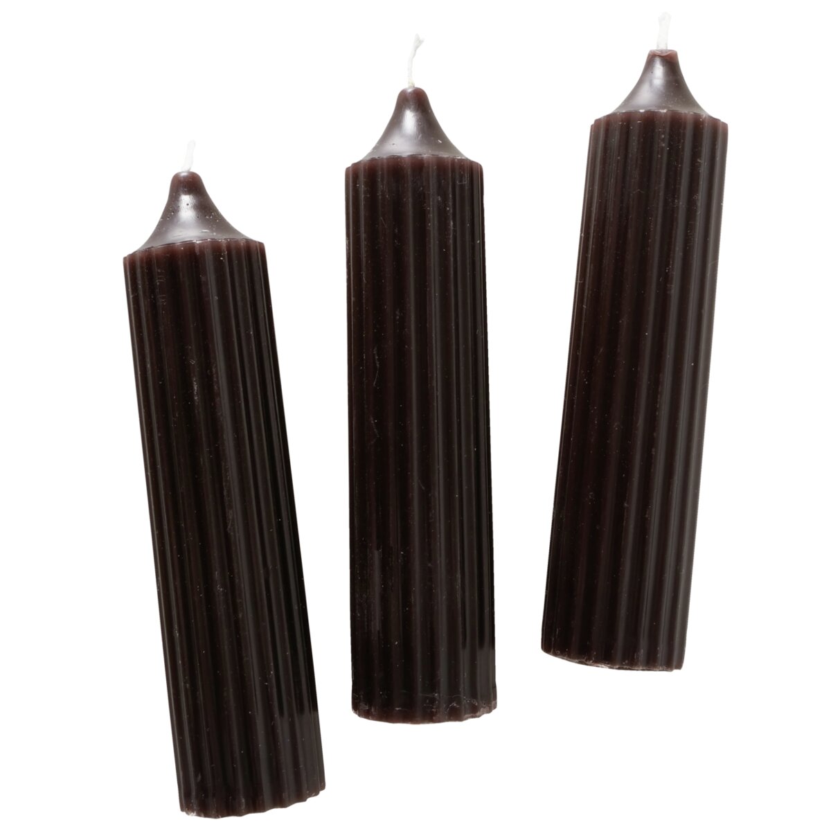 Stabkerze Riffly, 3 tlg. - H 15,00 cm, D 3,50 cm, Paraffin, schwarz