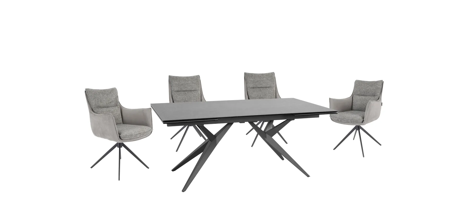 Esstisch, Glaskeramik dunkelgrau, ausziehbar - Michela