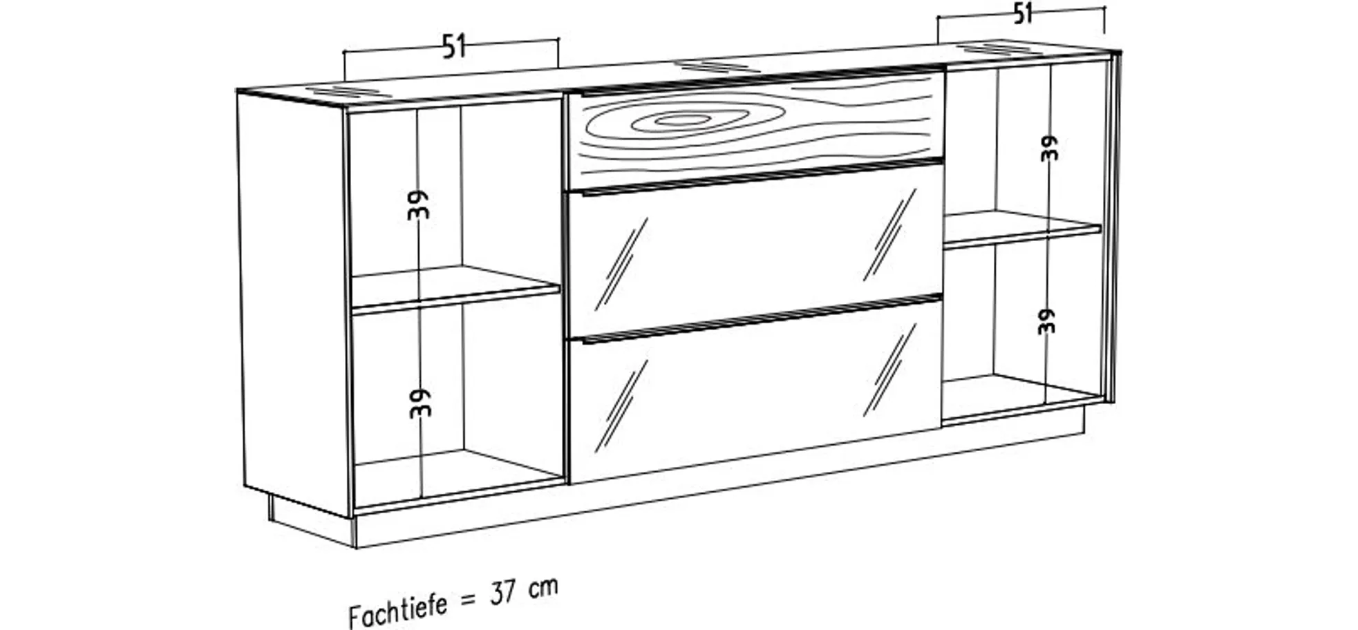 Sideboard, Kaschmir matt lack Nachbildung - Marybelle