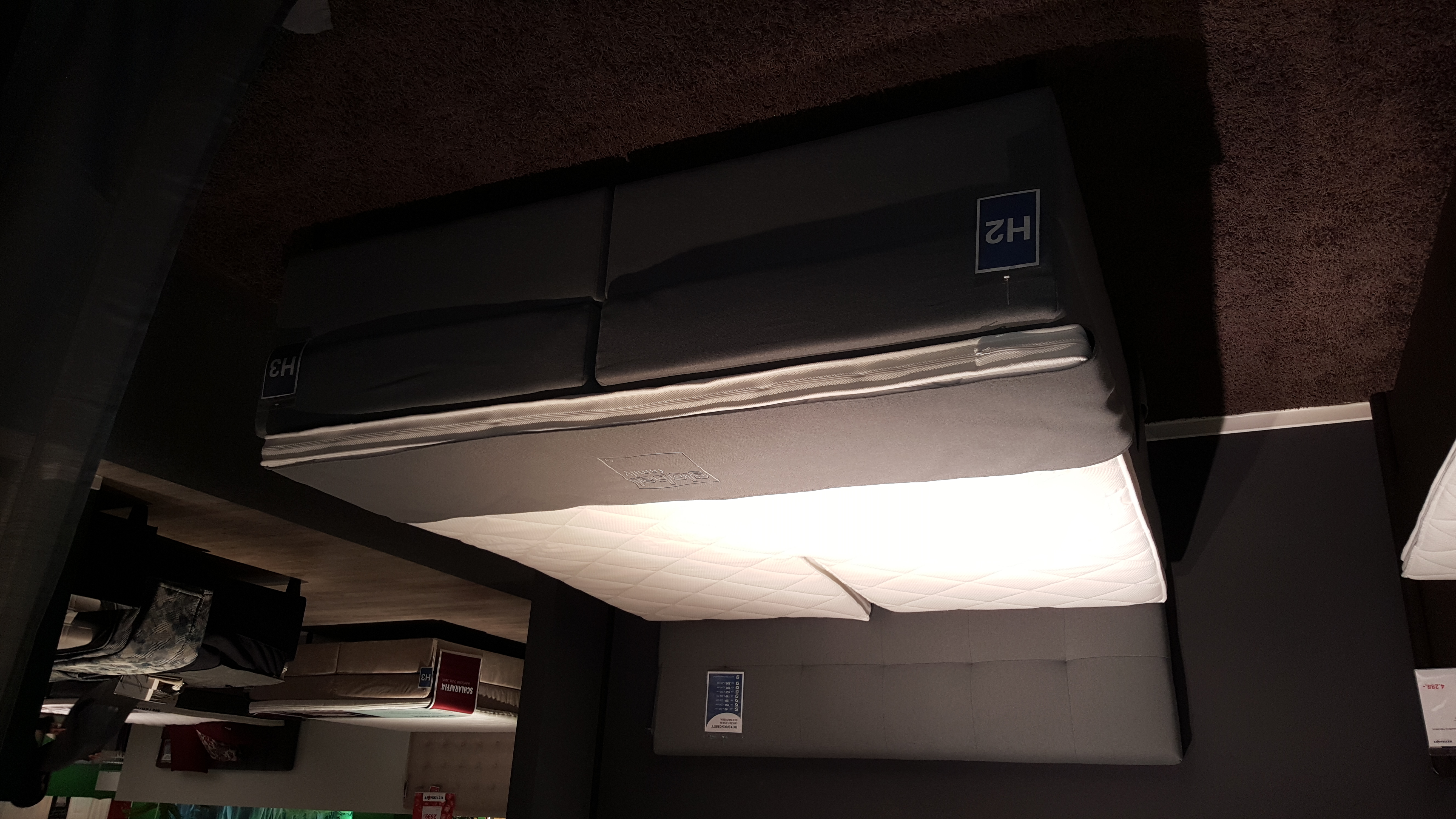 Boxspringbett, Grau, Liegefläche 180x200cm - Valencia