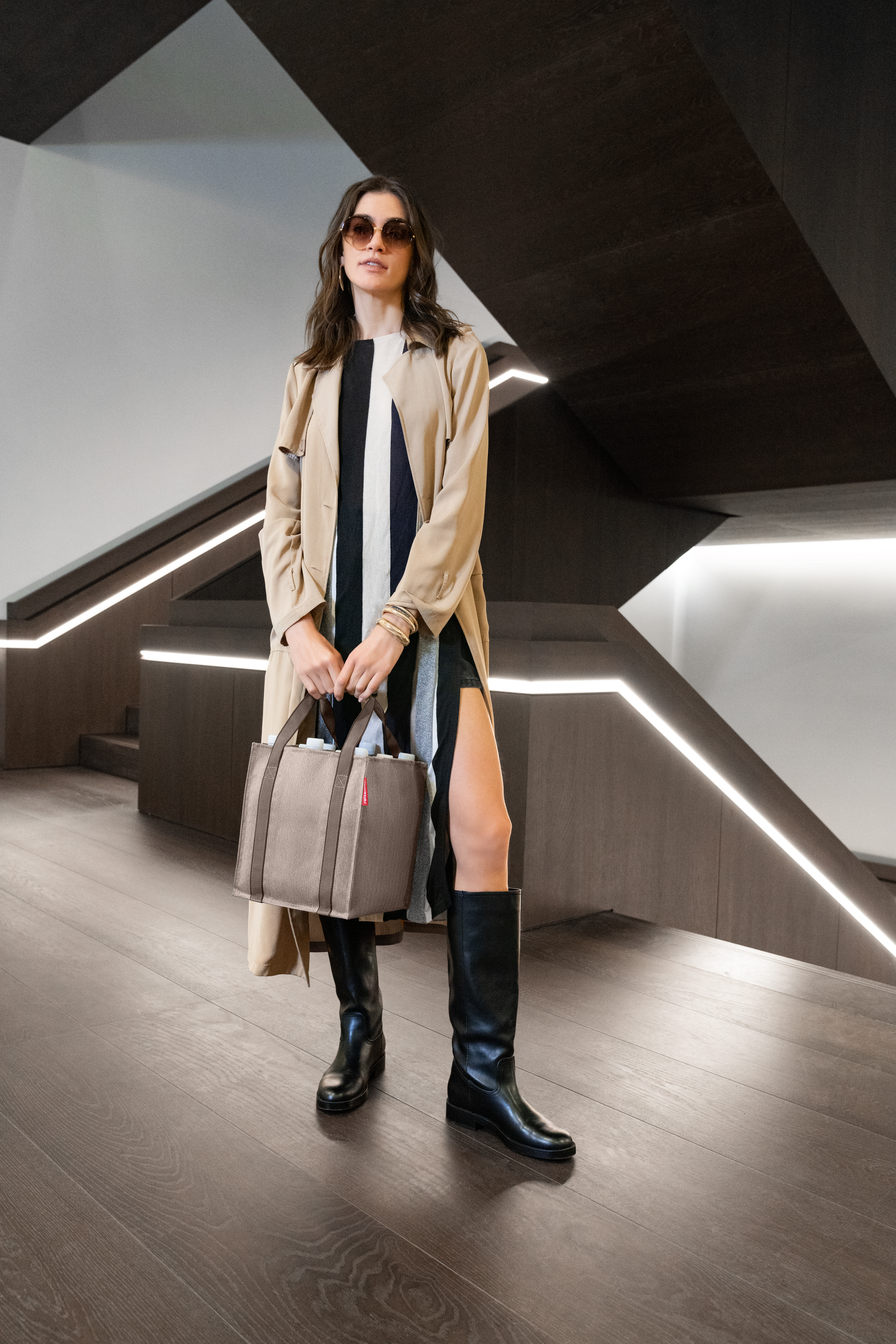 reisenthel, bottlebag dots - herringbone mokka