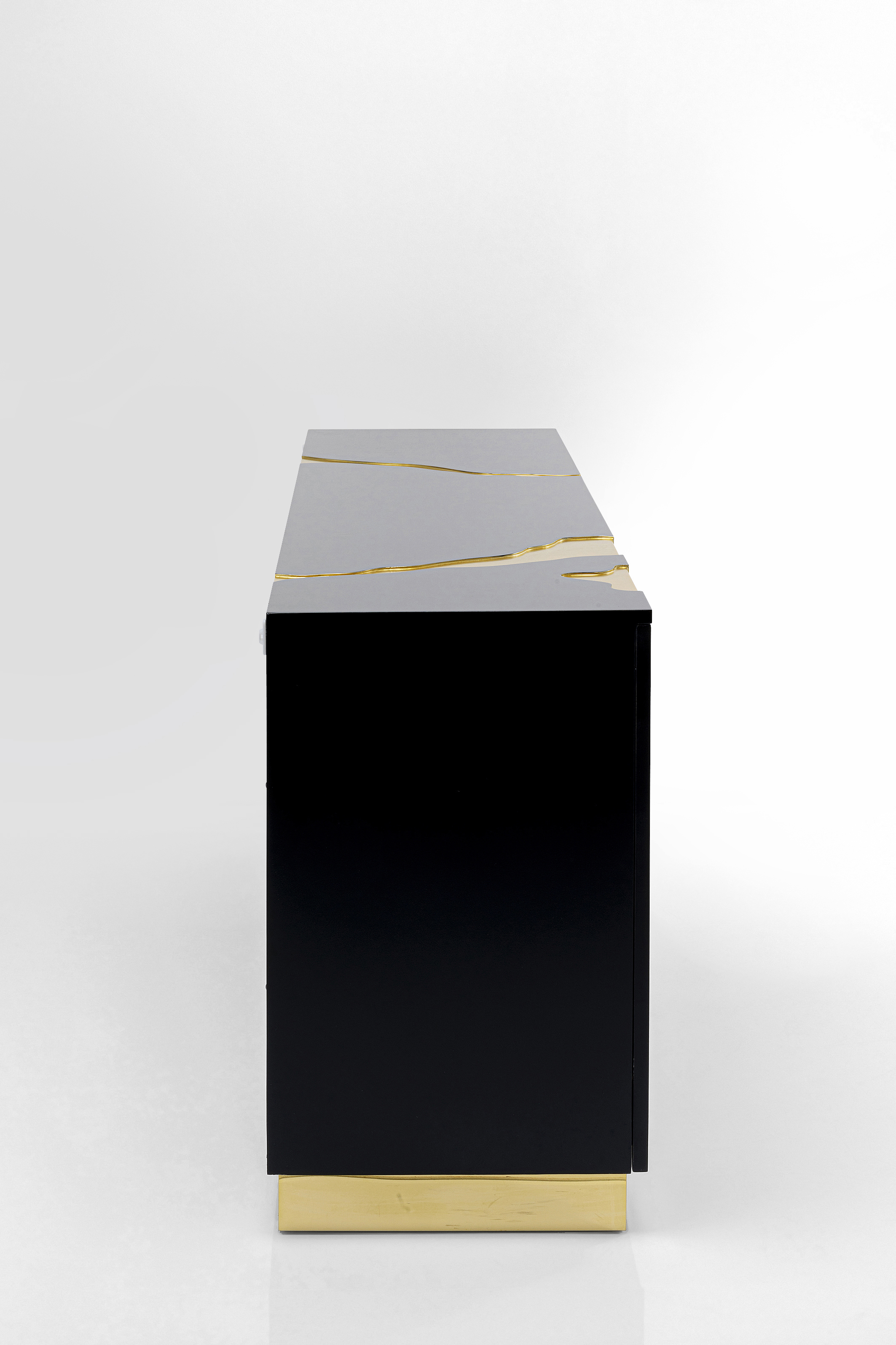 Sideboard, schwarz/gold, 4 Türen - Cracked