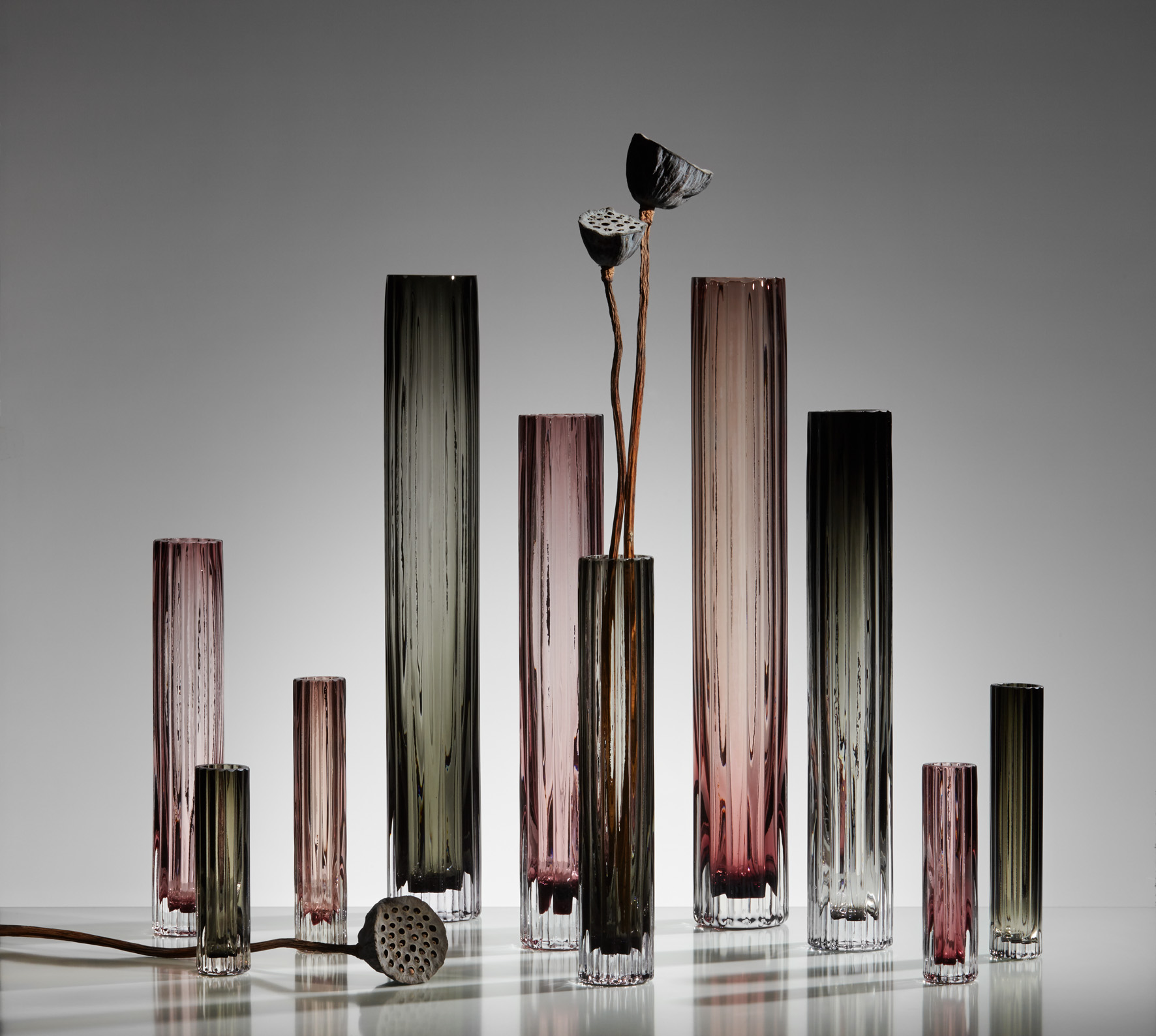 Vase Motala Streifen rosa 4 Ø 15h