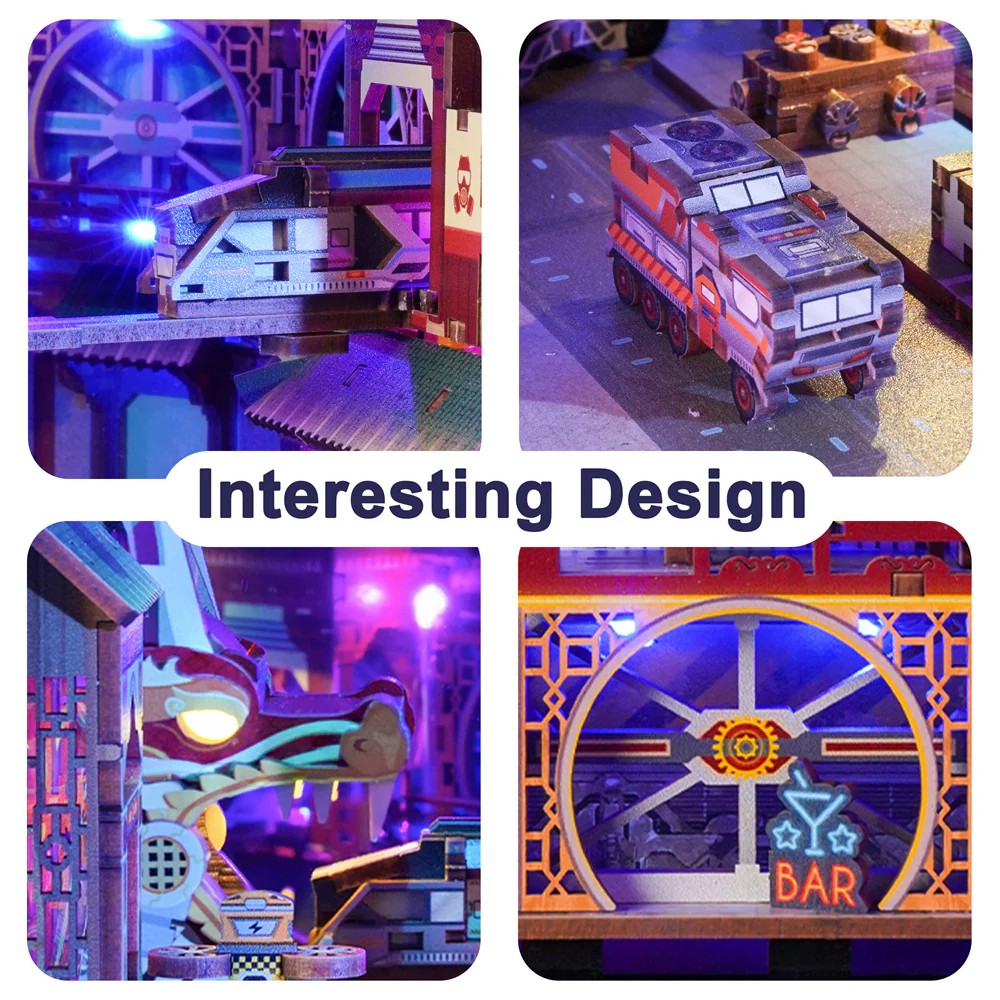 Tonecheer DIY-Set Book Nook mit LED, 3D Puzzle - Cyber City