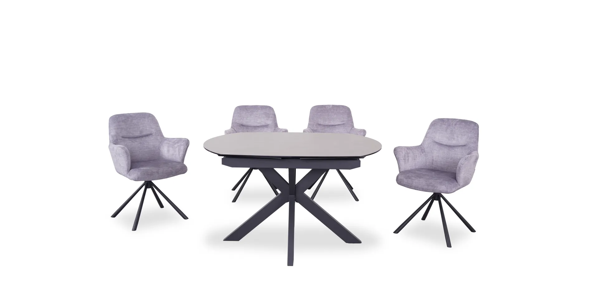 Esstisch, ausziehbar, Glaskeramik grau - Meggie