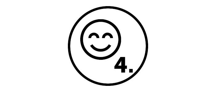 Kreis mit glücklichem Smiley und der Nummer 4