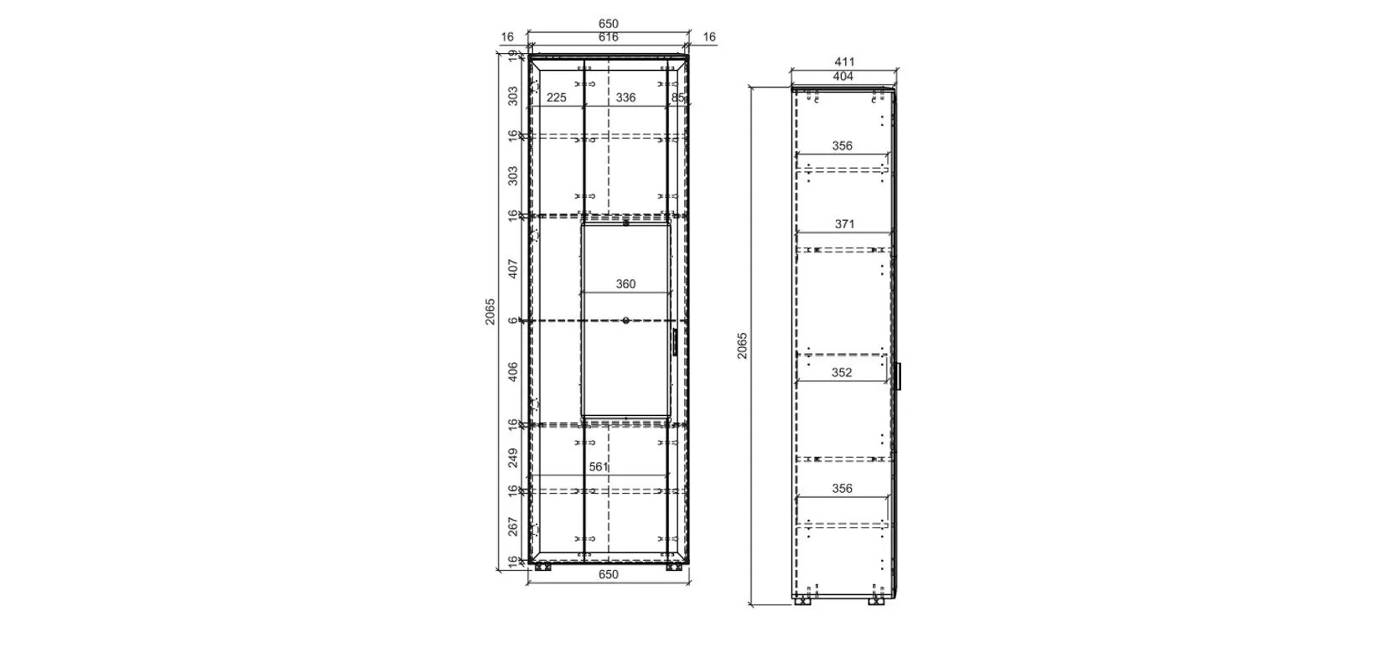 Vitrine, Kieselgrau, Front Eiche clay grey - Widela