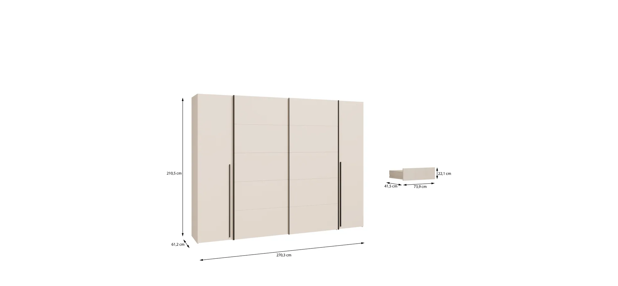 Schwebe-/Drehtürenschrank, Dekor sand - Fahda
