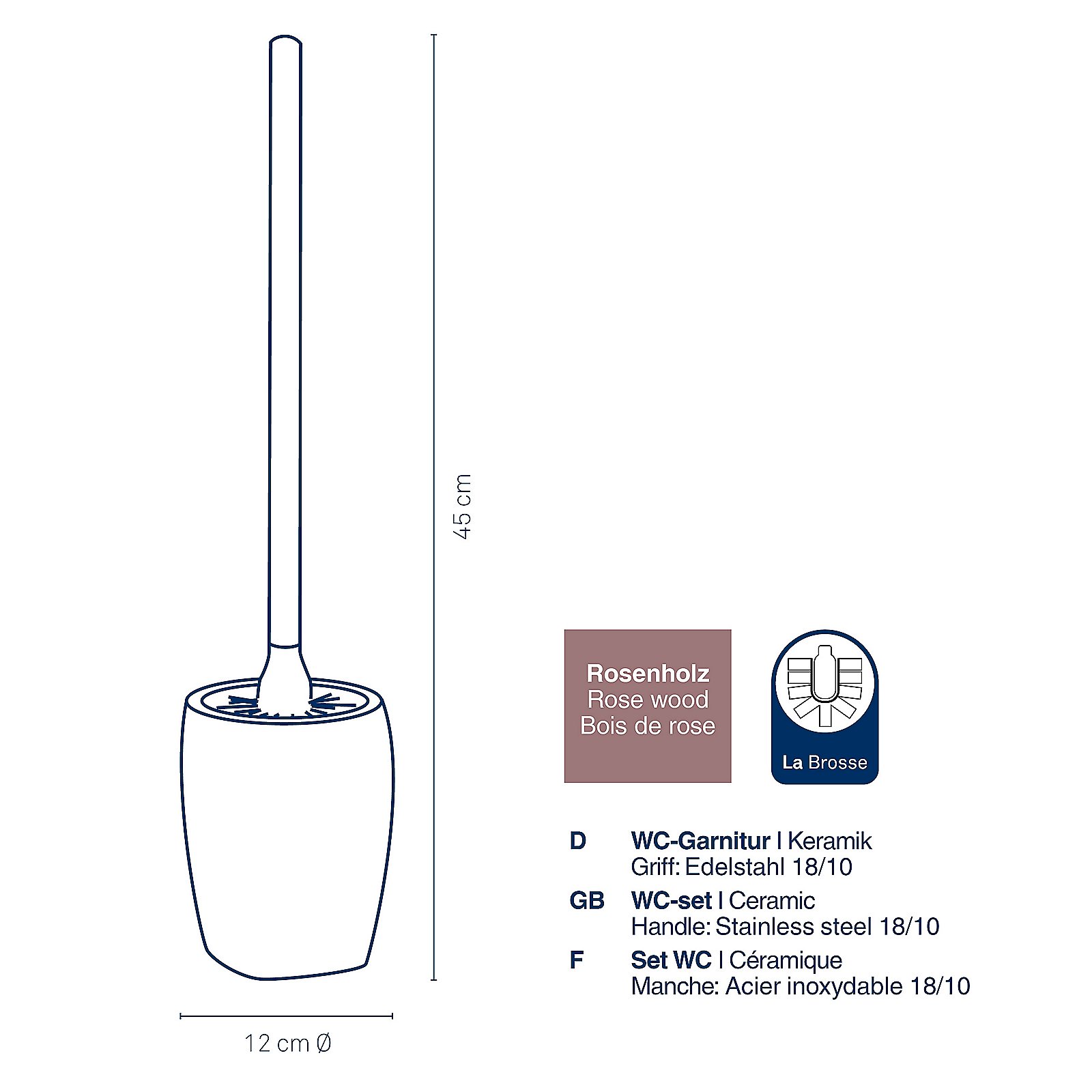 WC-Garnitur Lindano 12x45x12 cm - Keramik rosenholz