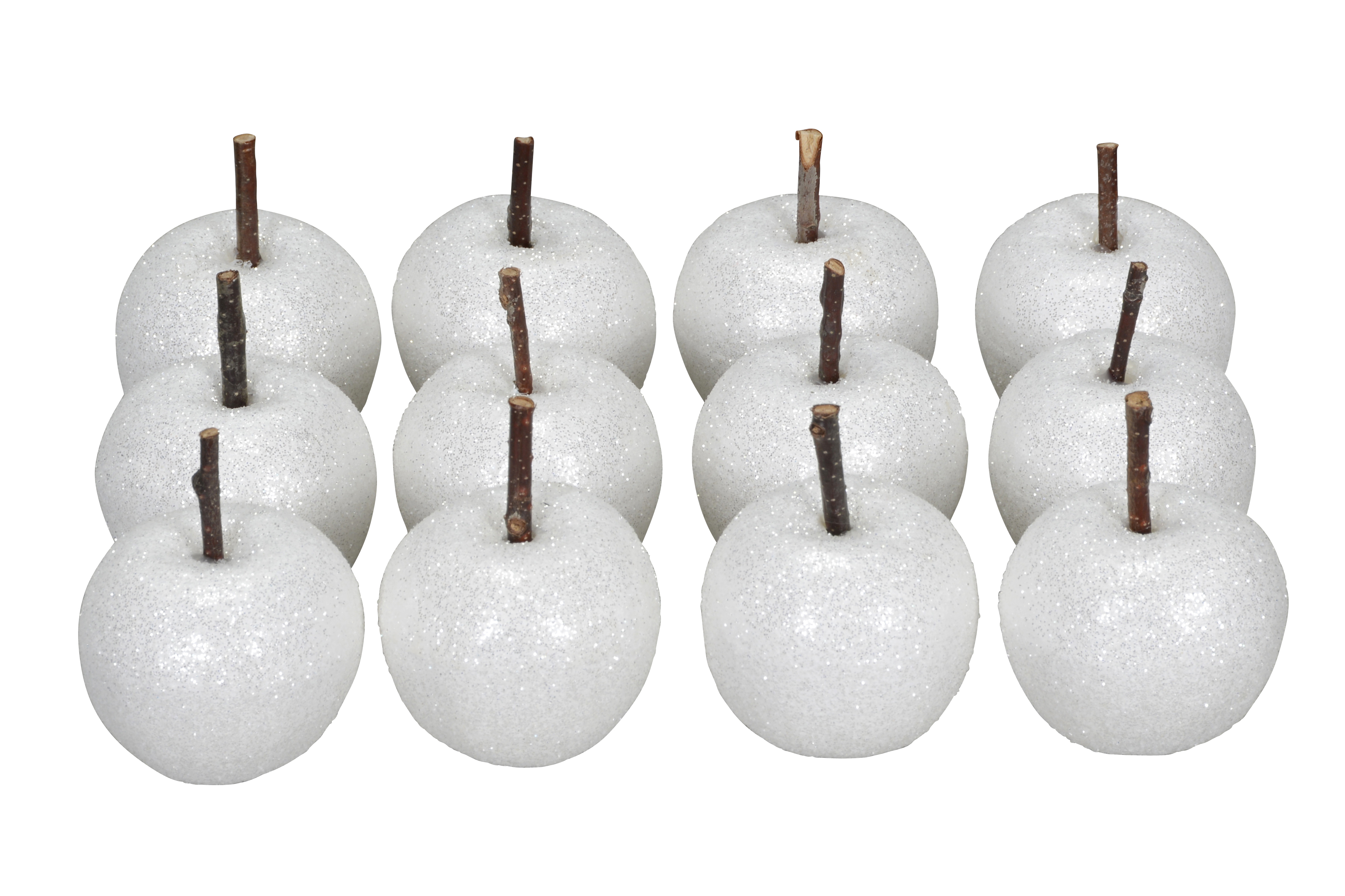 Apfel 4x6cm, 12-er Set - weiß