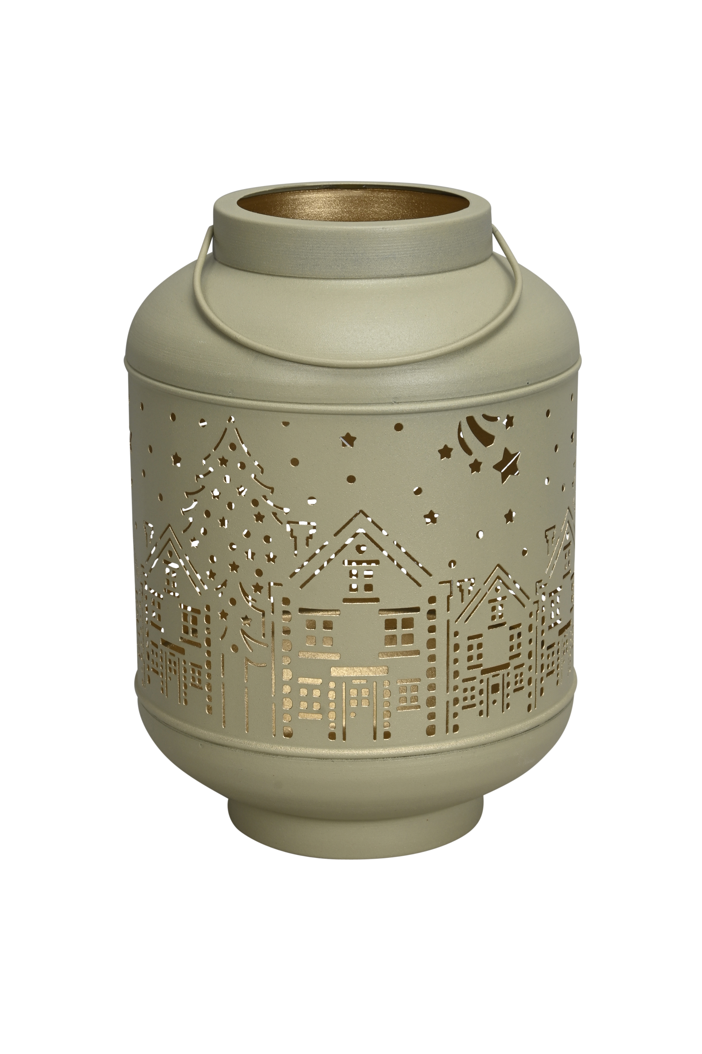 Windlicht Stadt - creme-gold, 20x30cm