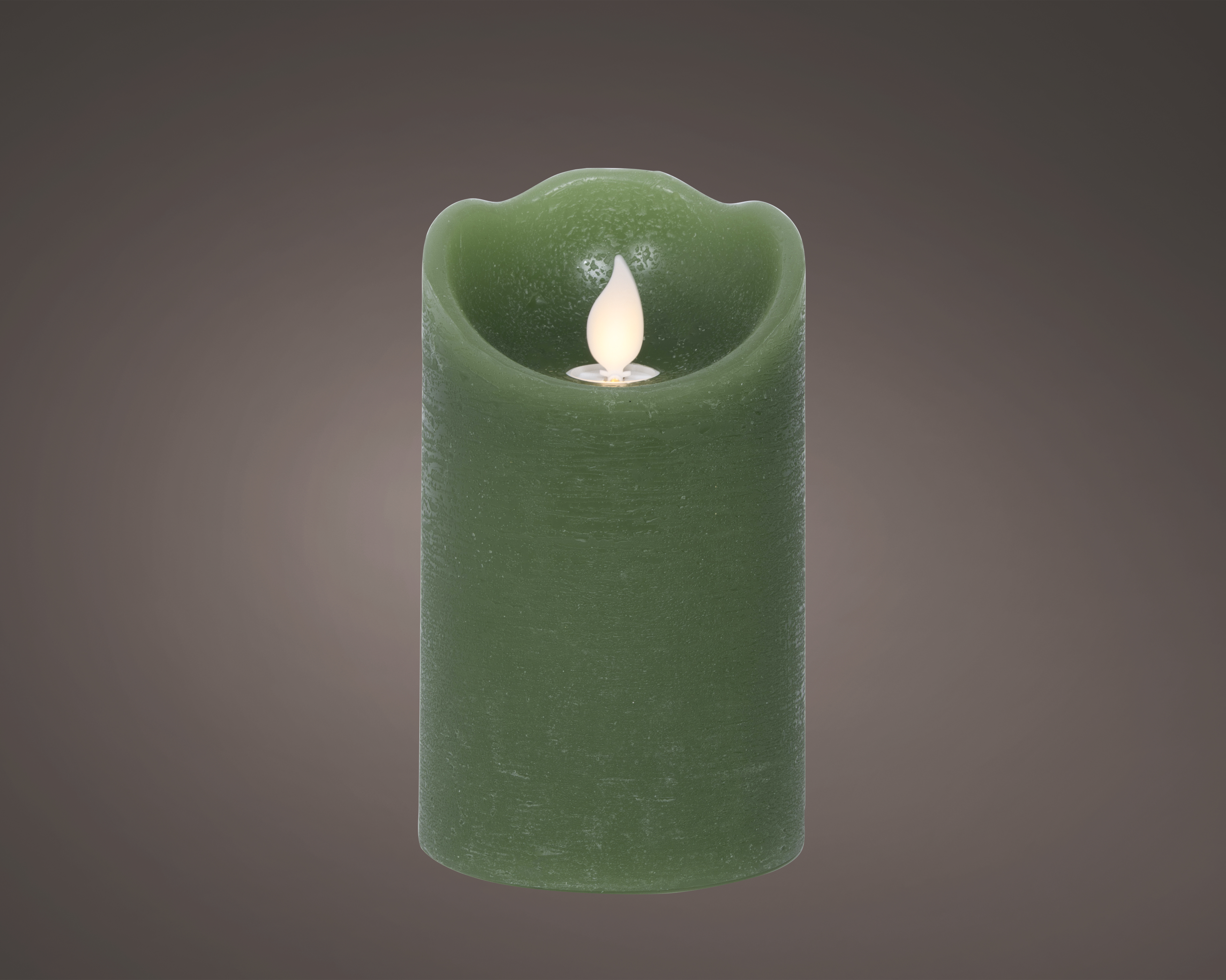 LED Flackerkerze - grün/warmes weiss, Wachs, Ø7.5-H12.5cm-1L