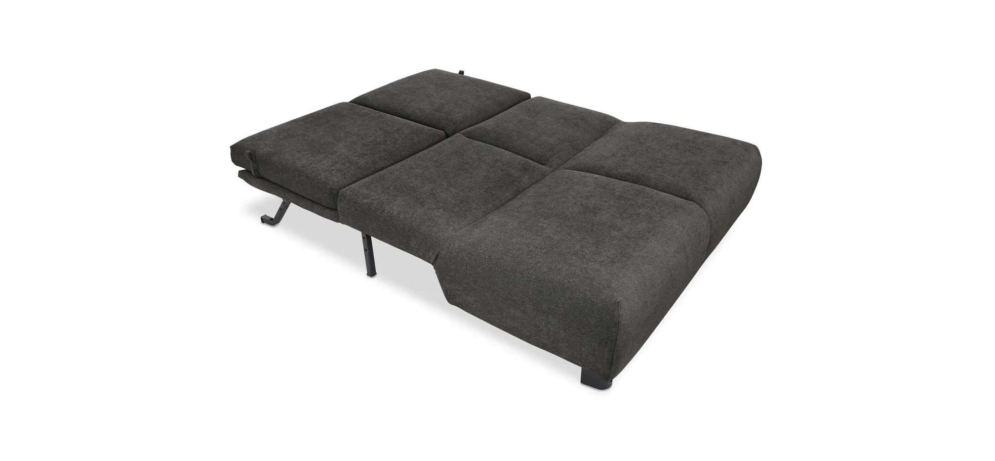  Faltsofa EBBY - 2-Sitzer ohne Armlehne, 140 cm inkl. Schlaffunktion, Stoff, Dunkelgrau