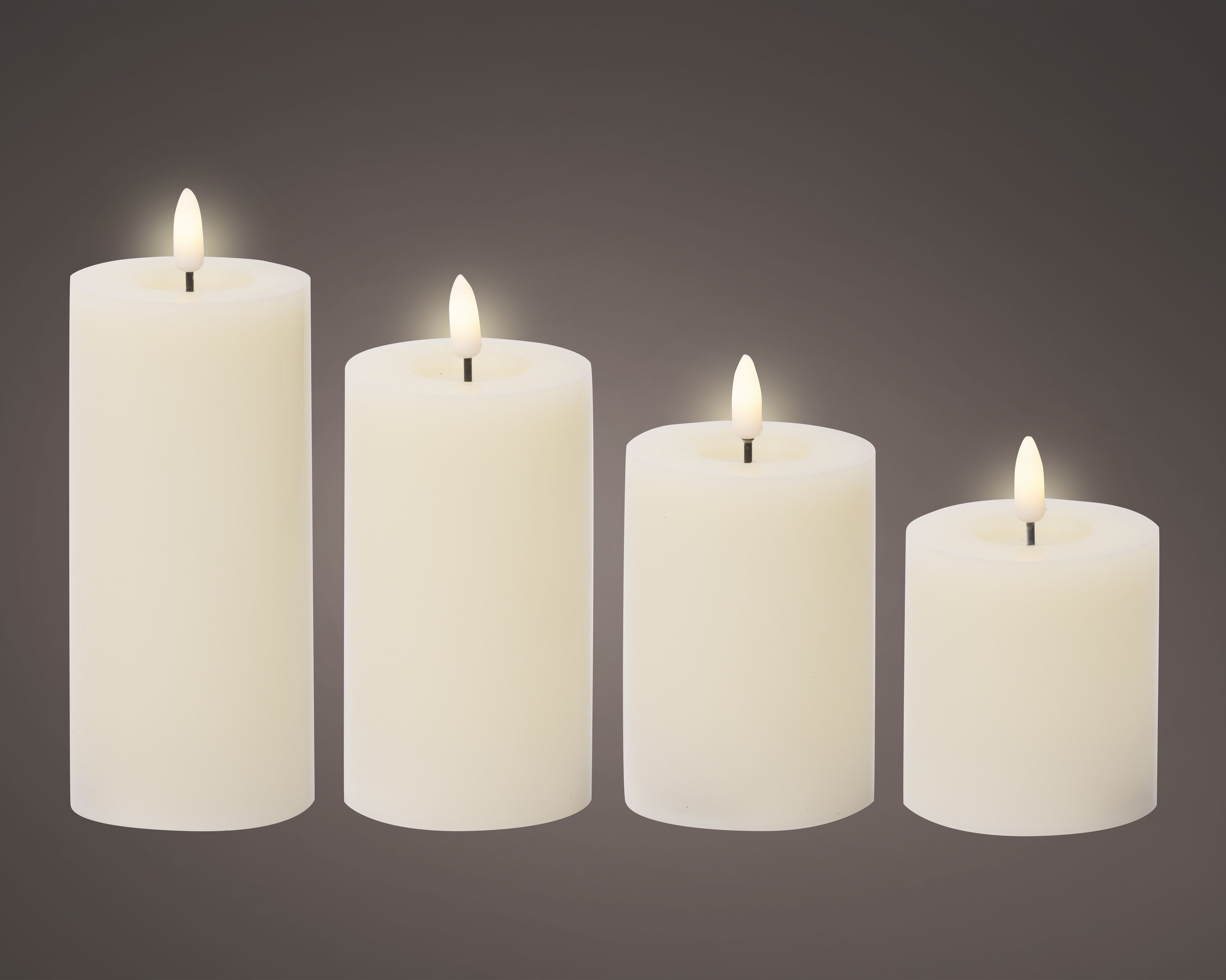 LED Kerze Wachs, 4-er - creme/warmes weiss, Wachs, Ø7-H17.5cm-1L