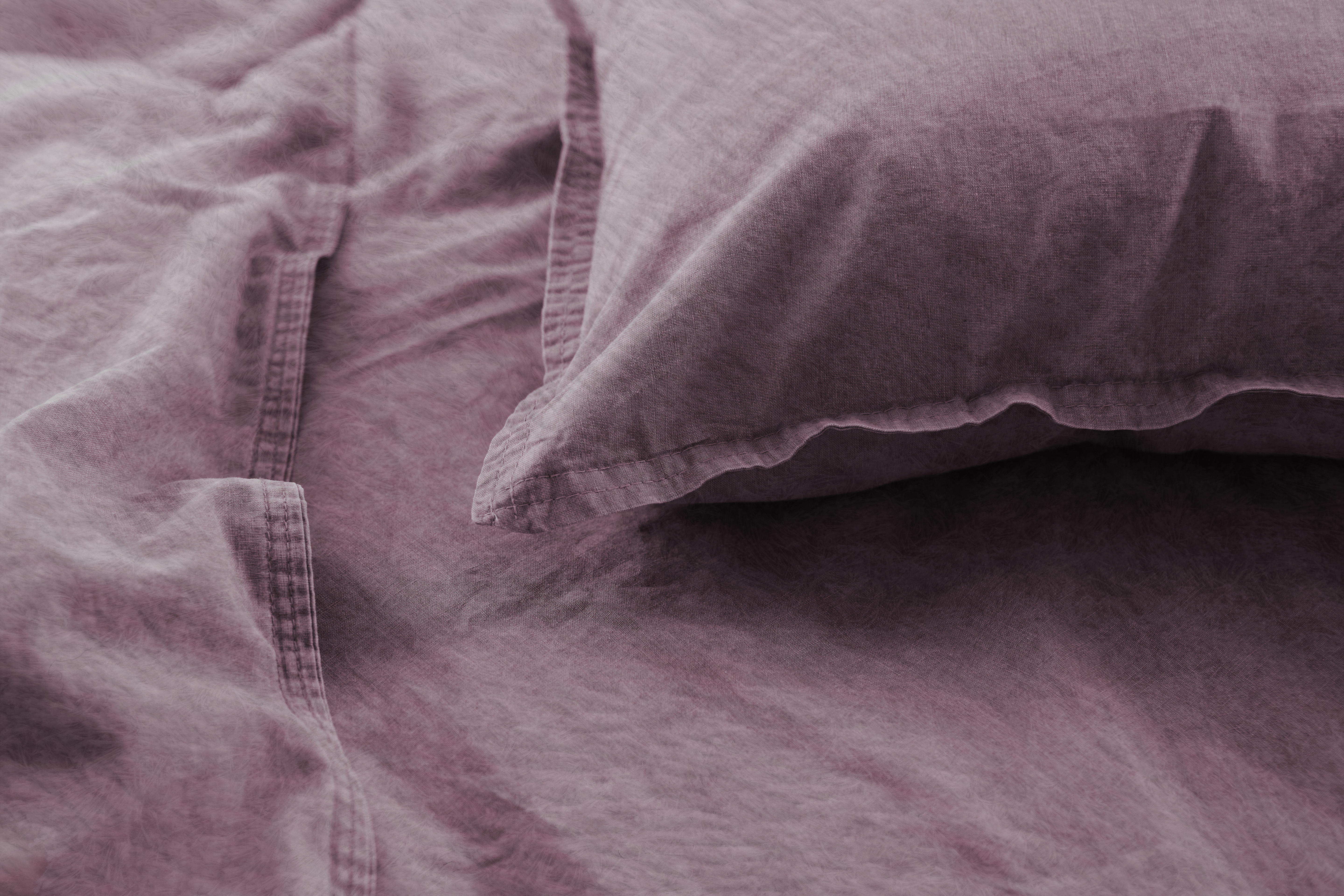 Flanell-Bettwäsche Stone-Washed - 155x220cm, berry