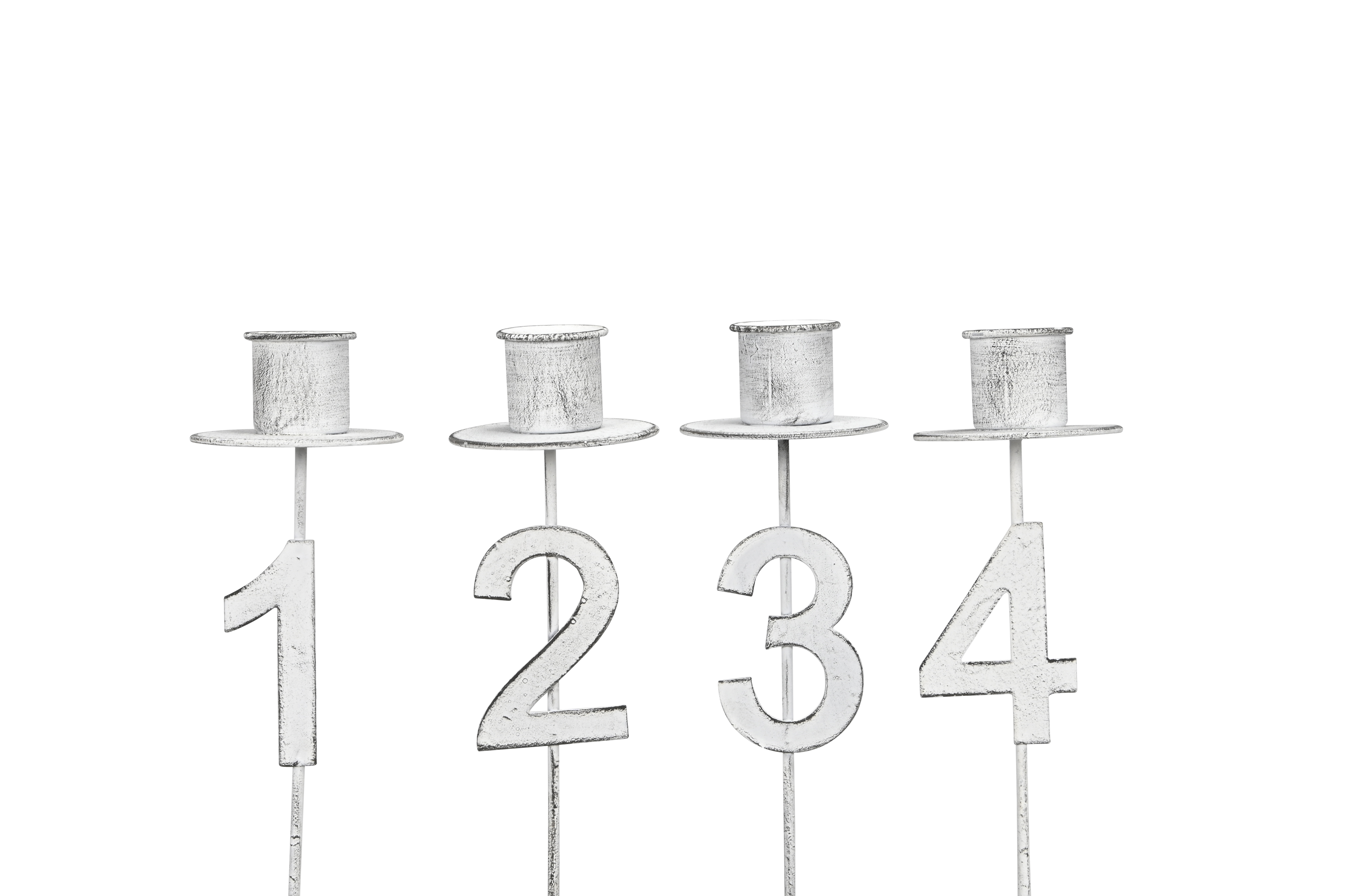 Kerzenhalter Advent 4-er Set - 17cm, weiß