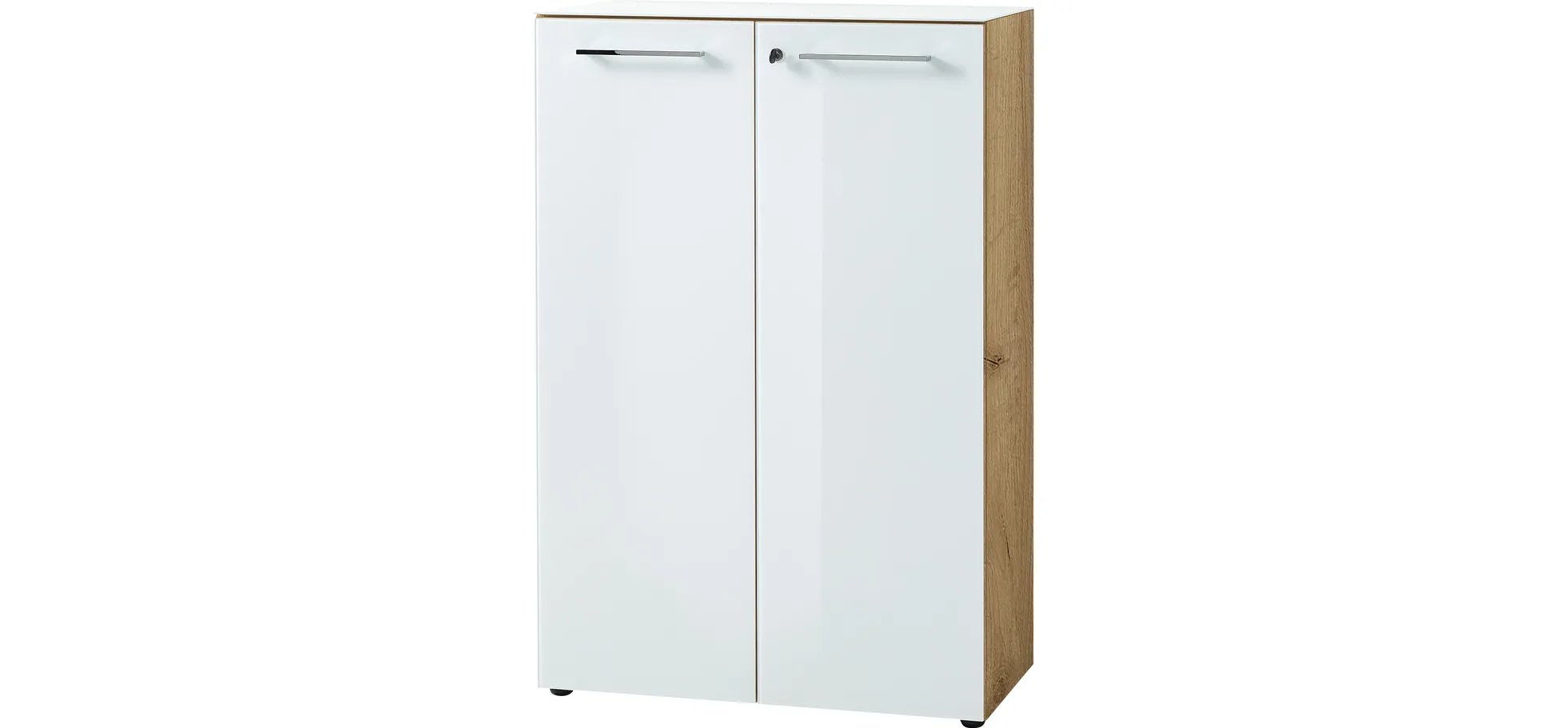 Aktenschrank GWEN - B ca. 80 cm, Eiche Nachbildung, Weiß