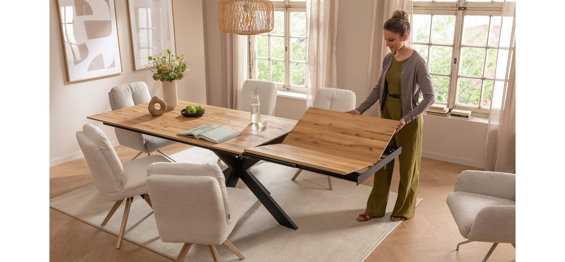 Esstisch, ausziehbar, Wildeiche geölt - Liora