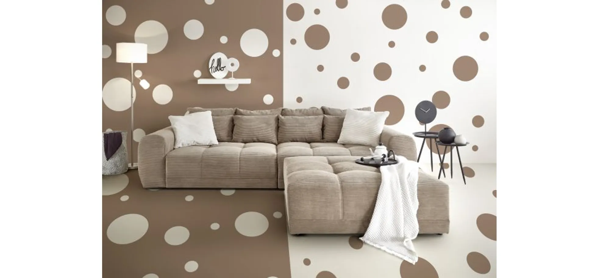 Mega-Sofa Janni,Federkernpolsterung - Federkernpolsterung, Inkl. 10 Kissen