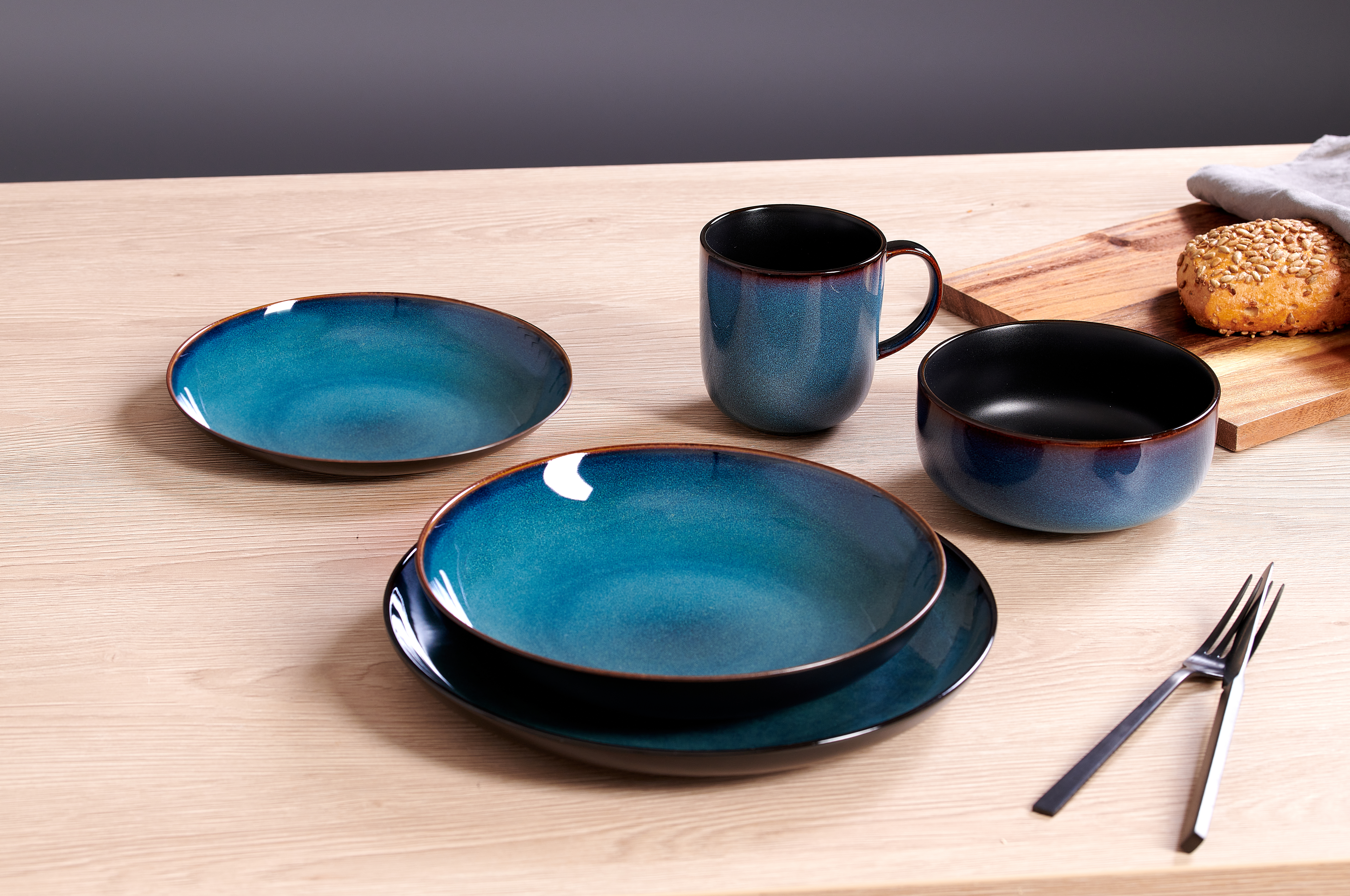 Frühstücksteller Bali - steinzeug, blau, 20,5cm