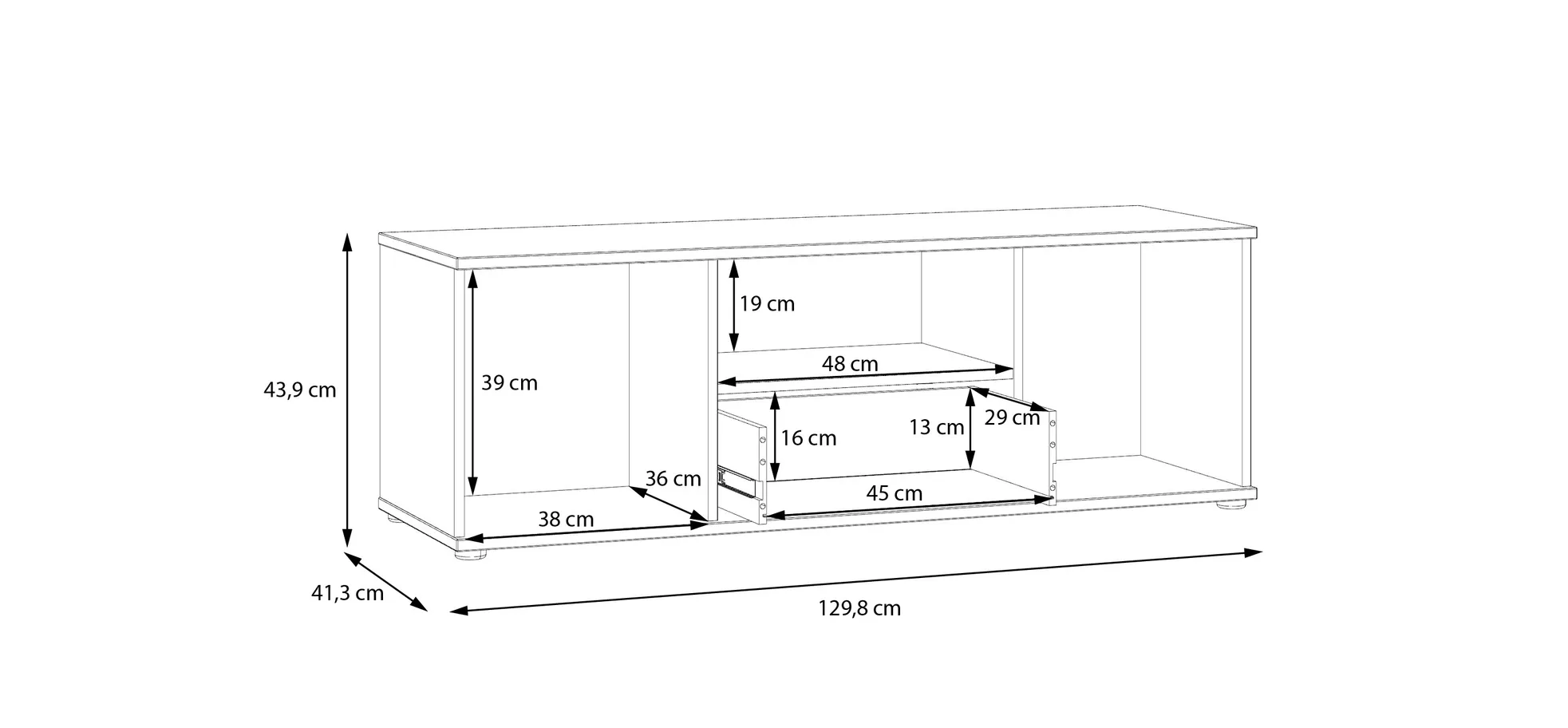 TV-Unterschrank, Sand, 2 Türen, 1 Schub - Finella
