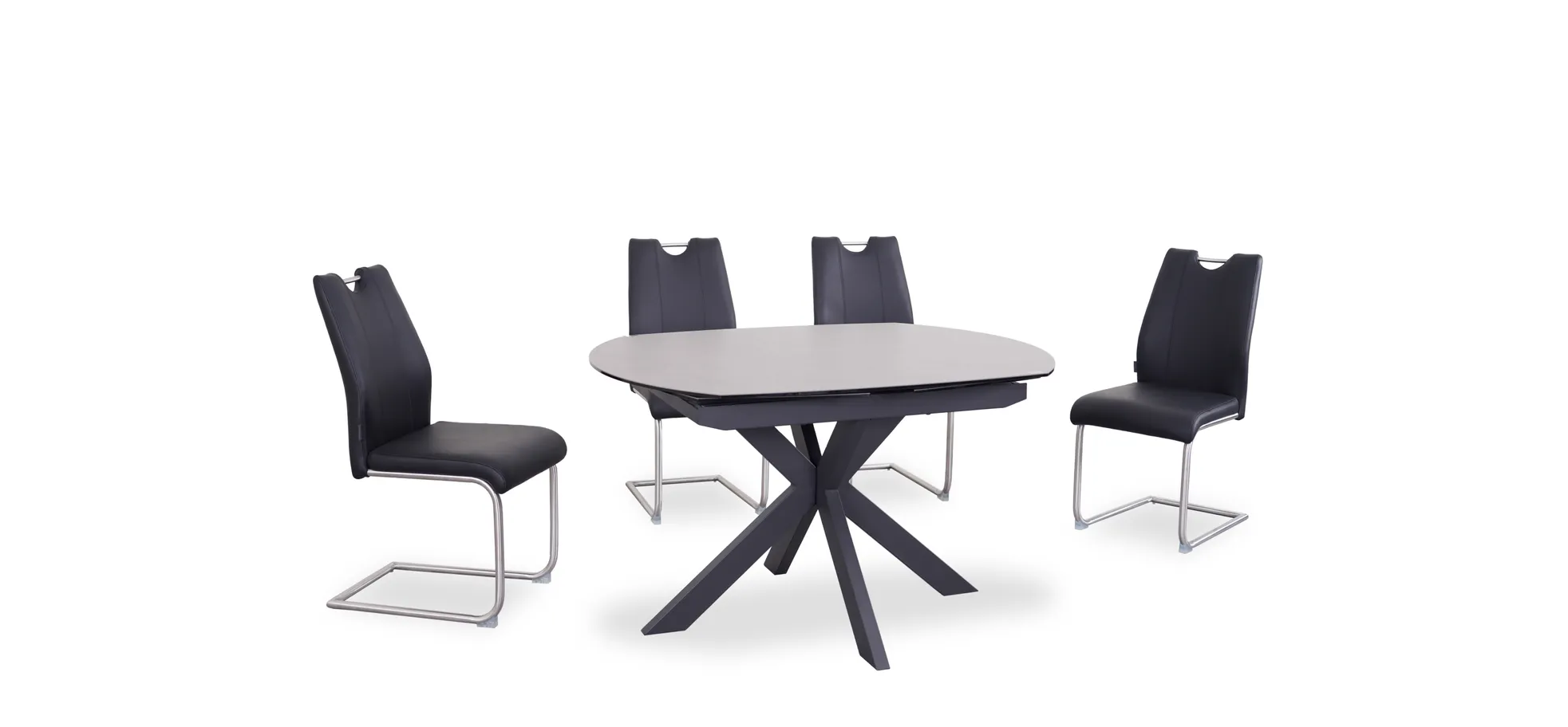 Esstisch, ausziehbar, Glaskeramik grau - Meggie