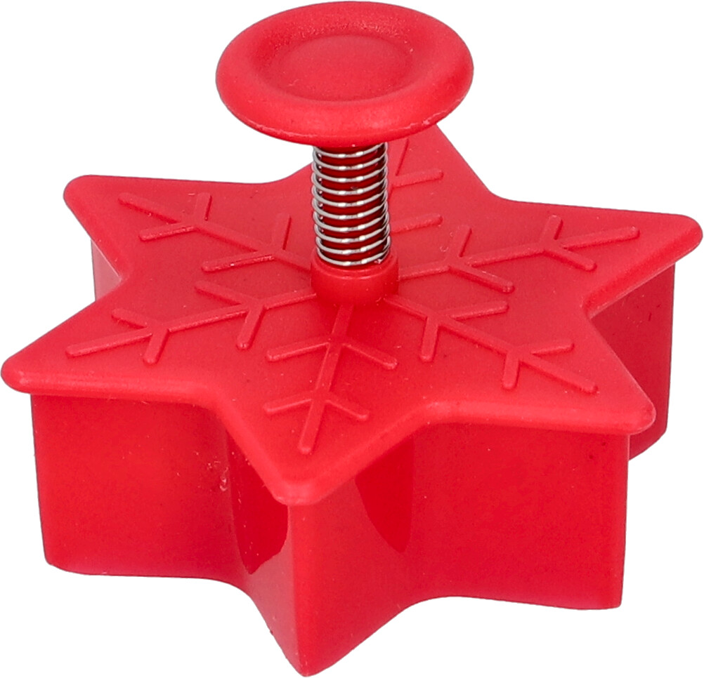 Kunststoff-Ausstechform Schneeflocke - rot, mit Auswerfer