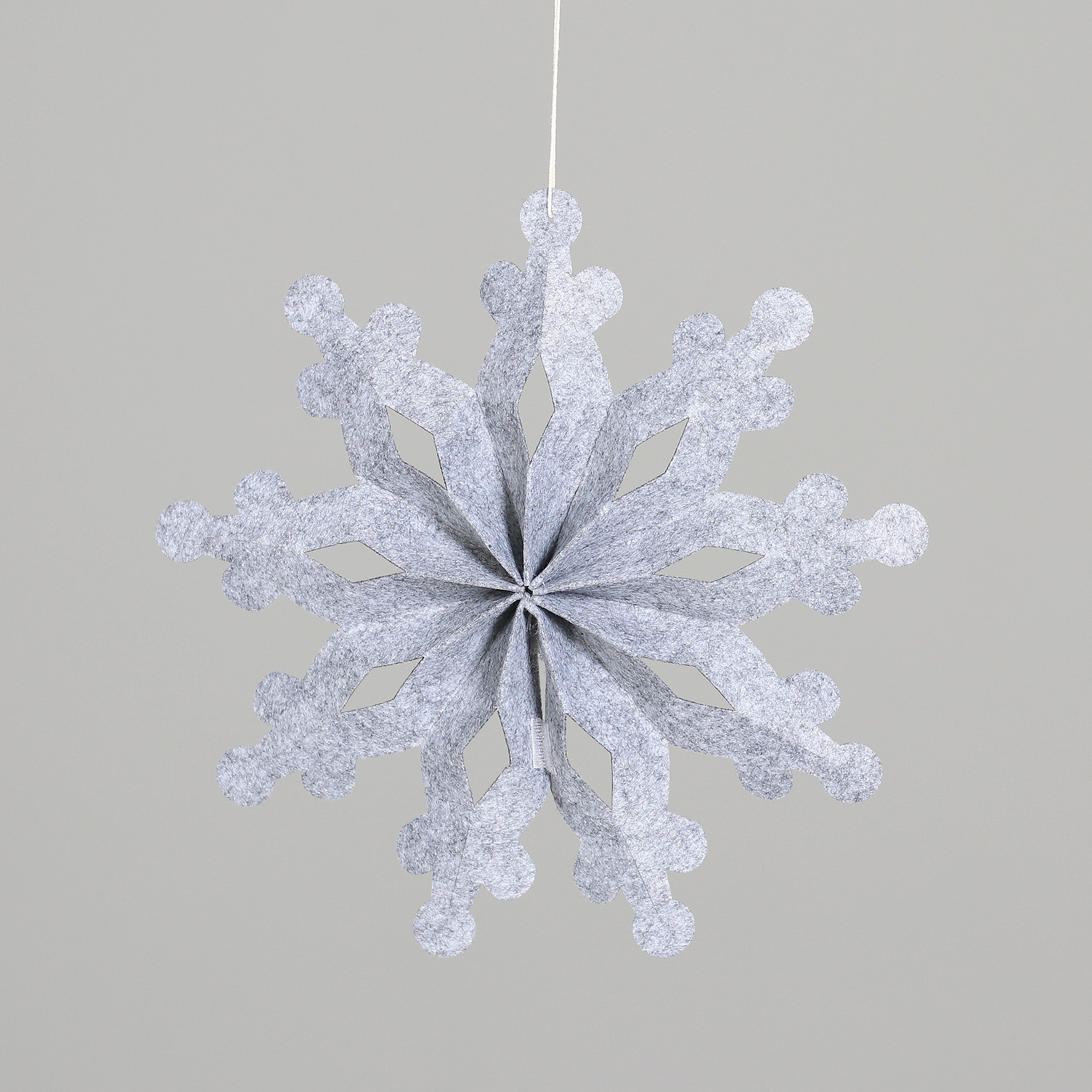 Schneeflocken Hänger aus Filz - grau, 32 cm
