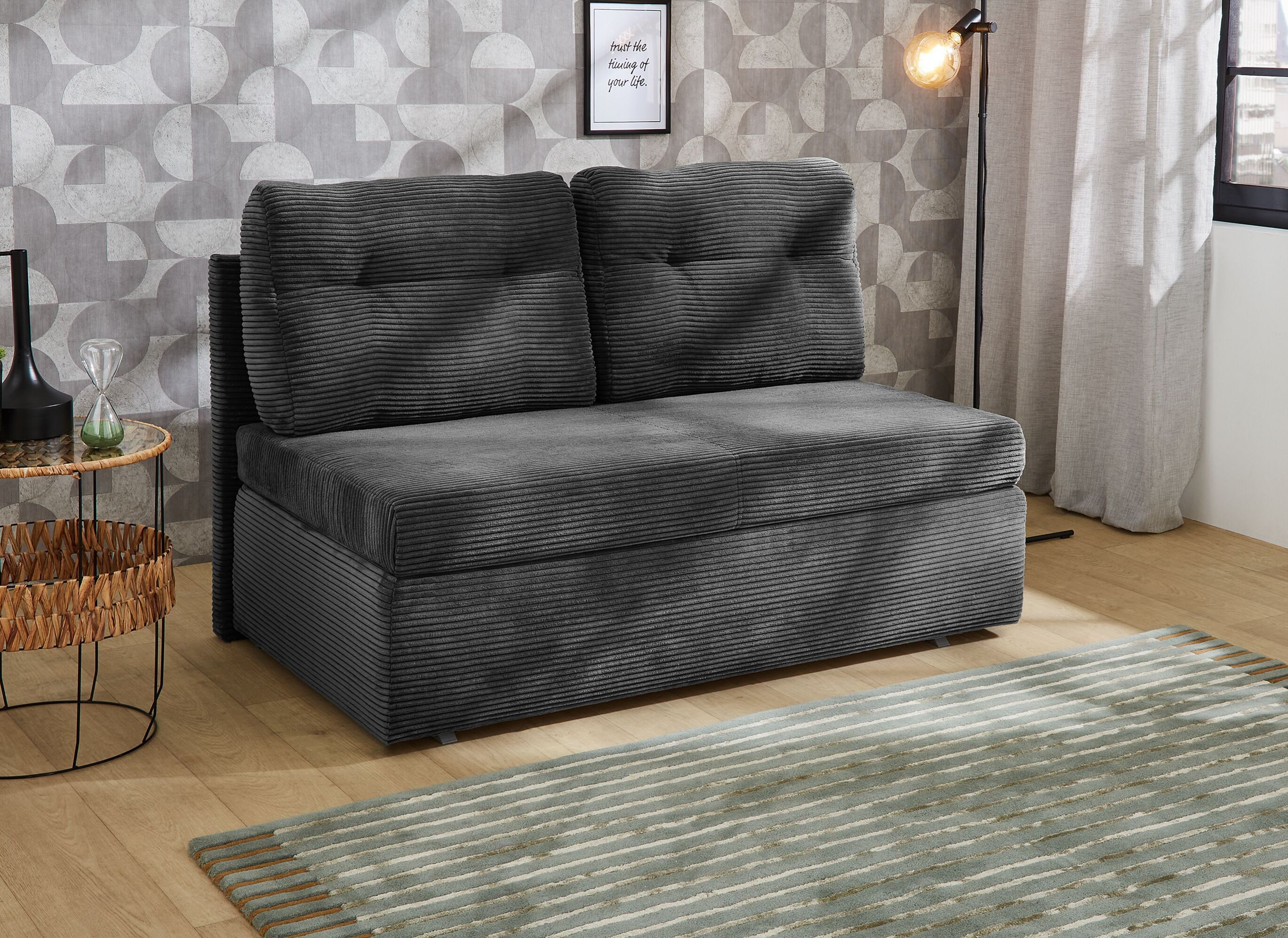 Funktionssofa, Cord grau, Schaumpolster - MyStyle 2195