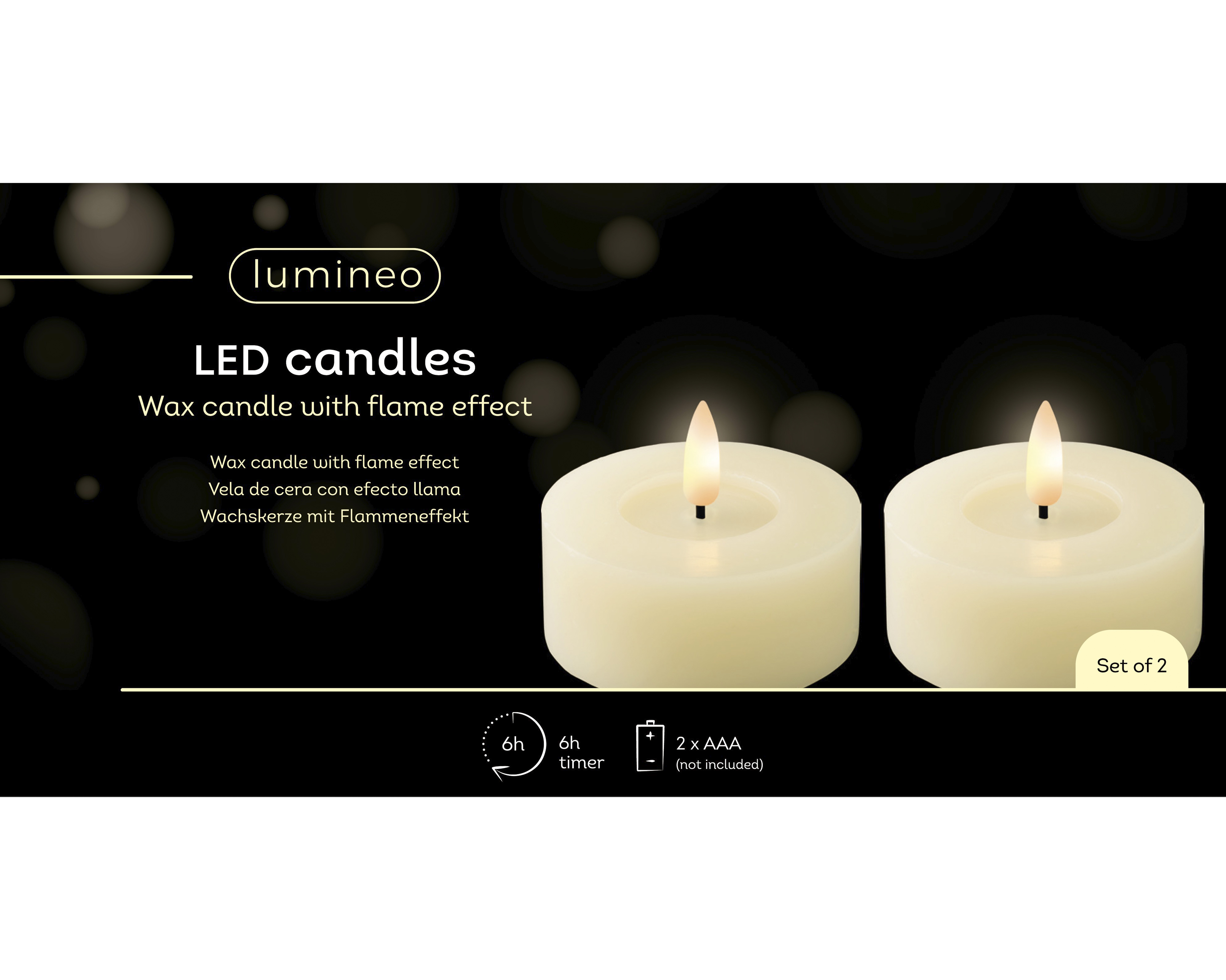 LED Teelicht Wachs - creme/warmes weiss, Wachs, Ø7-H6cm-1L