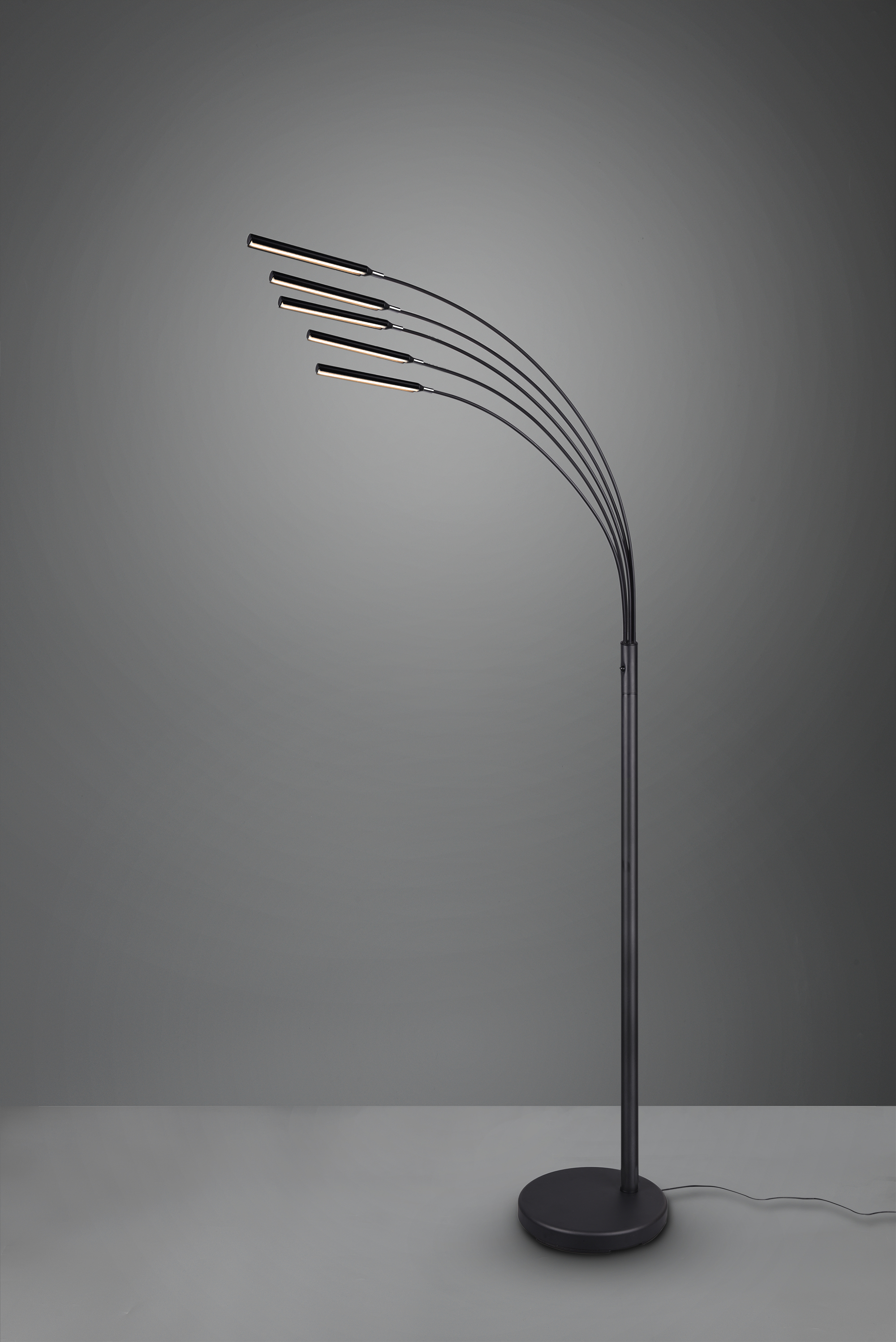 Stehleuchte Reed - 5flg., Metall/schwarz matt, ca.30,5 x 195,5cm