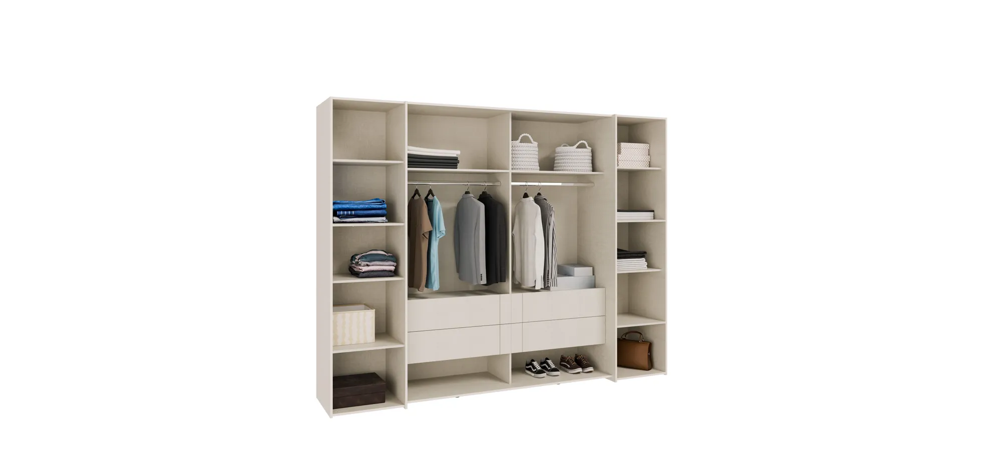 Schwebe-/Drehtürenschrank, Dekor sand - Fahda