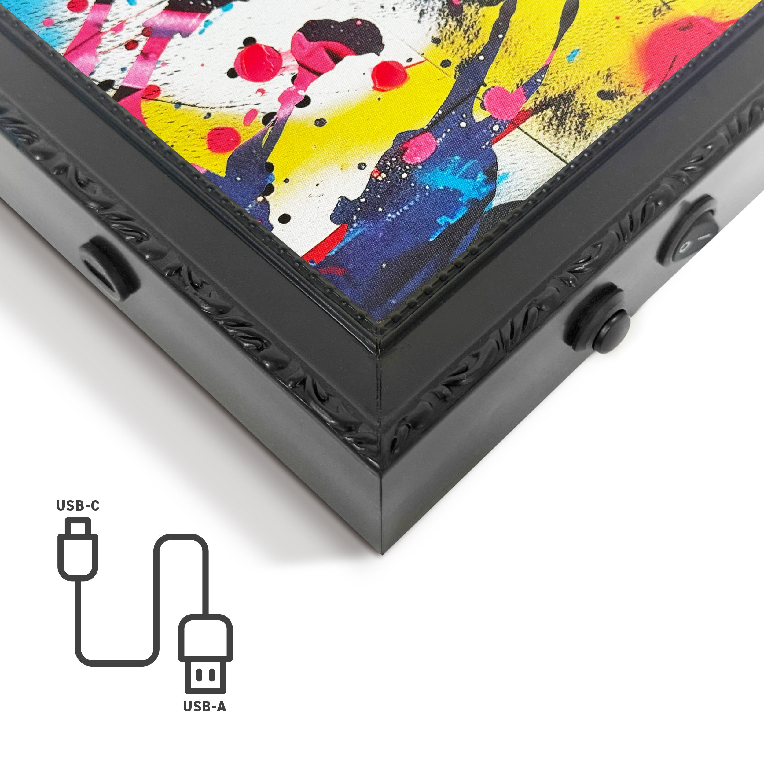 Neon LED Art Black - 70x100cm, streetart balloon girl