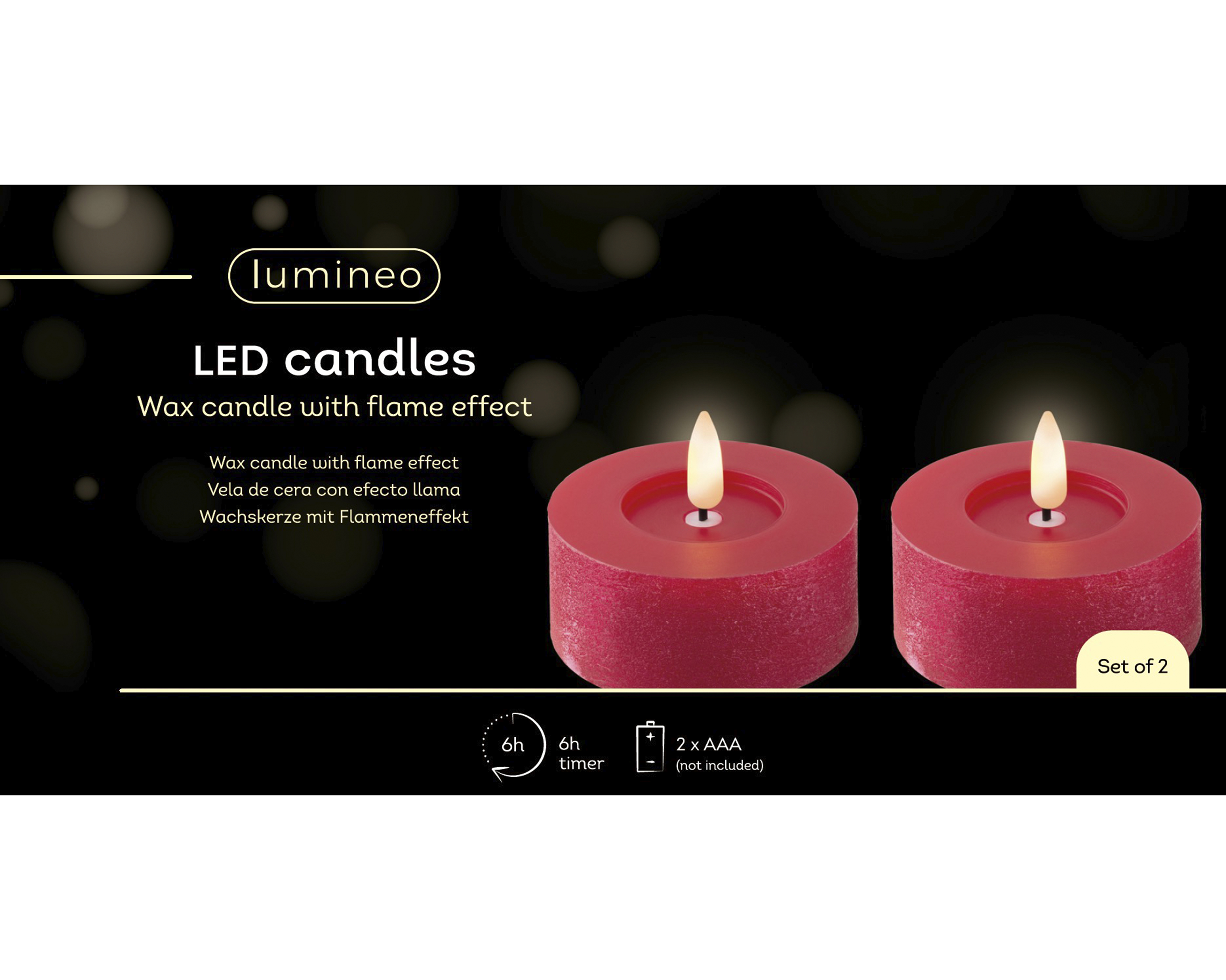 LED Teelicht Wachs - weihnachtsrot/warmes weiss, Wachs, Ø7-H6cm-1L