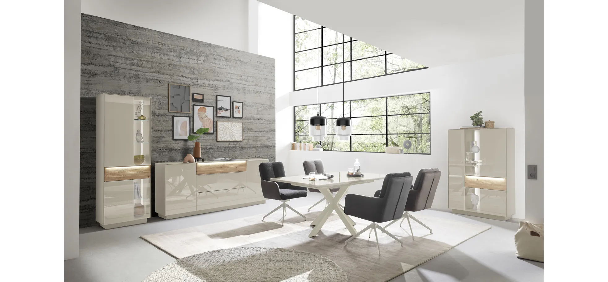 Vitrine, Kaschmir matt Lack Nachbildung - Marybelle