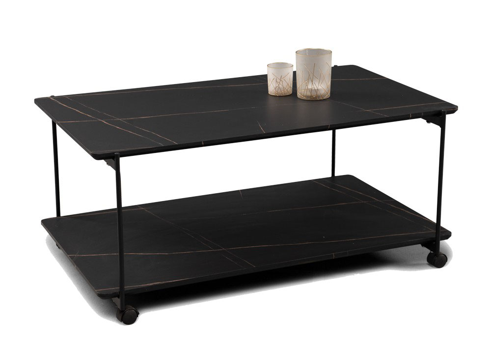 Couchtisch, MDF Marmoroptik, 100 cm breit - Maxie