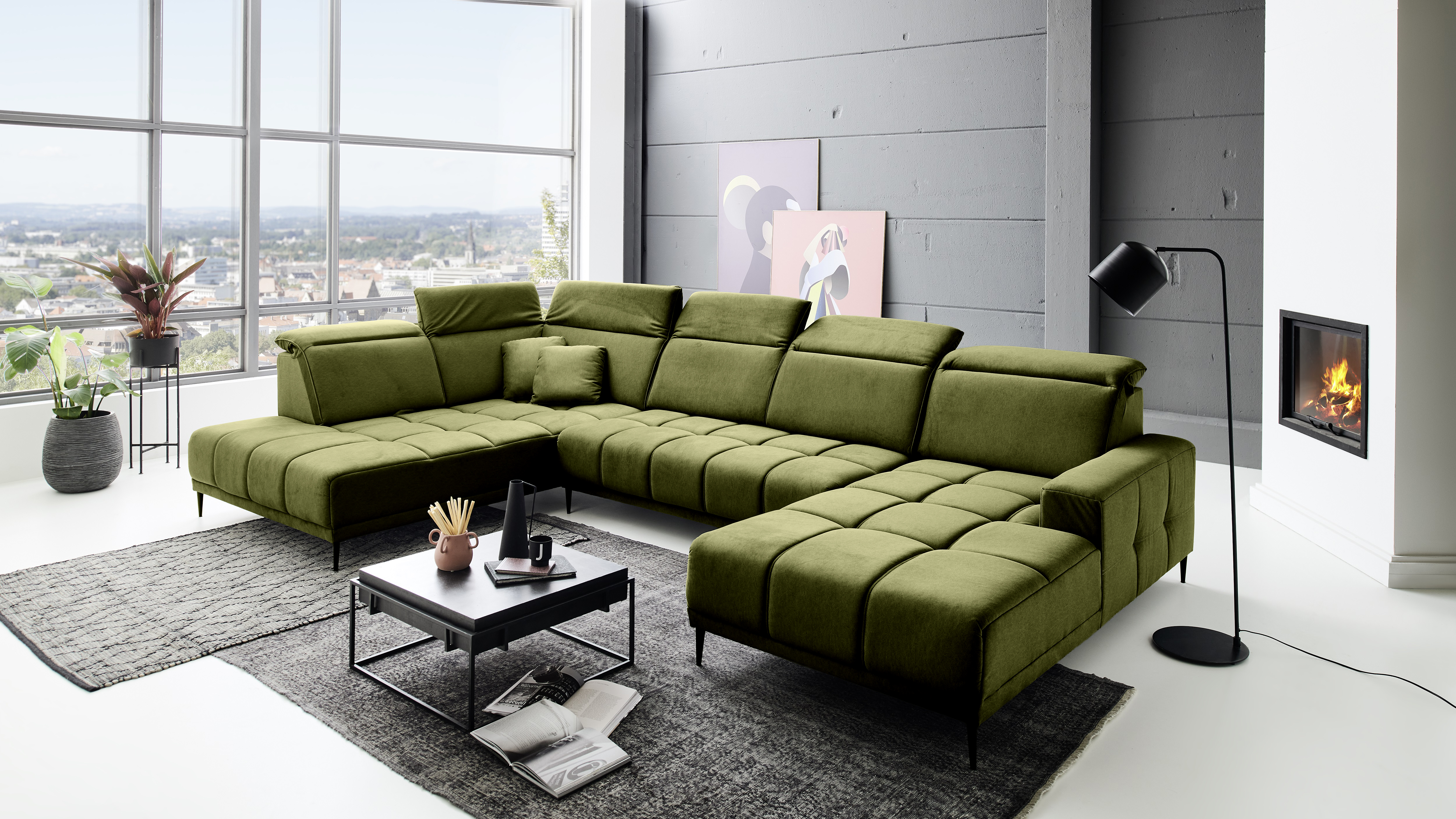 Wohnlandschaft, Stoff oliv - MyStyle 2156