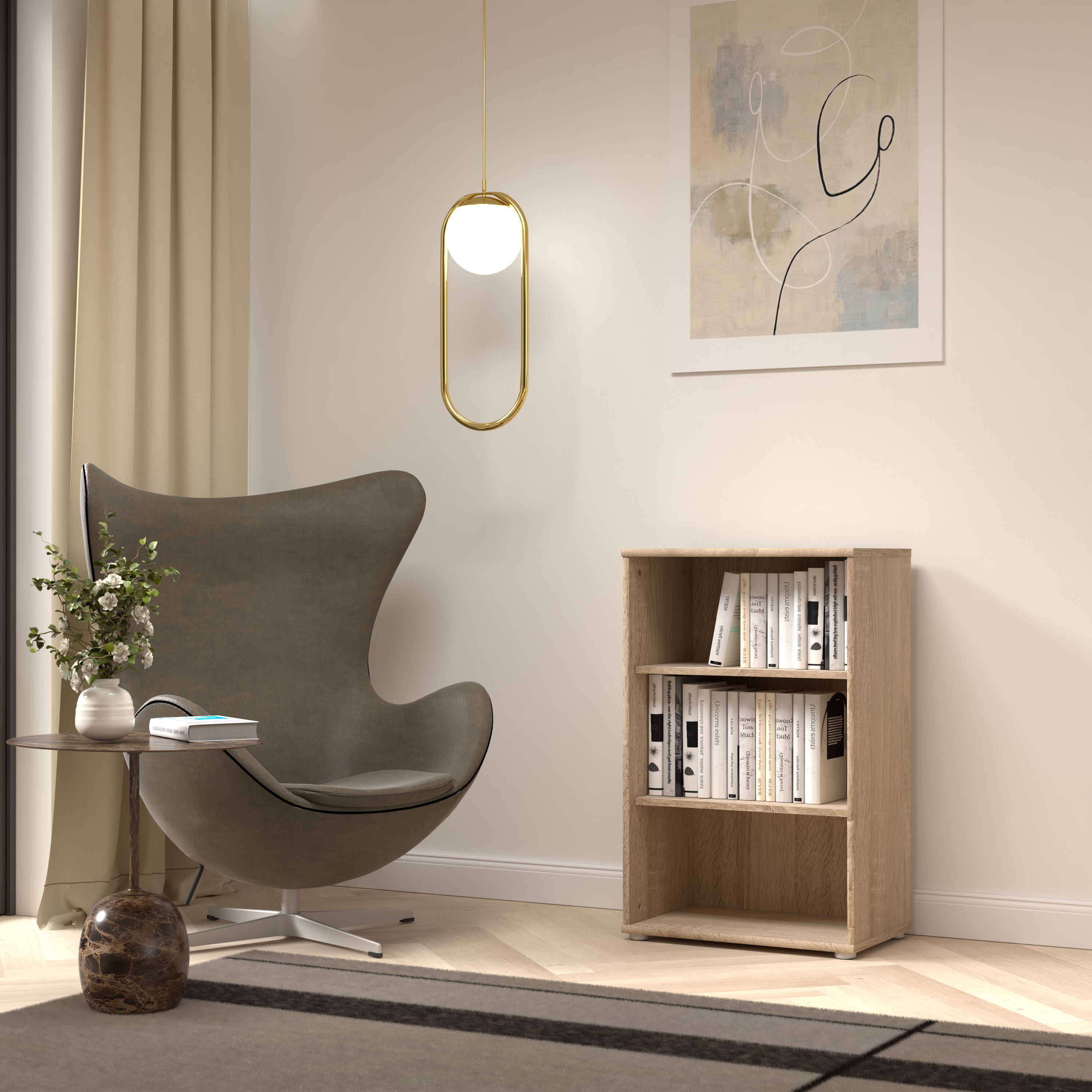 Regal Faik, Eiche Sonoma Nachbildung - 6 offene Fächer, ca. 54 B x 111,1 H