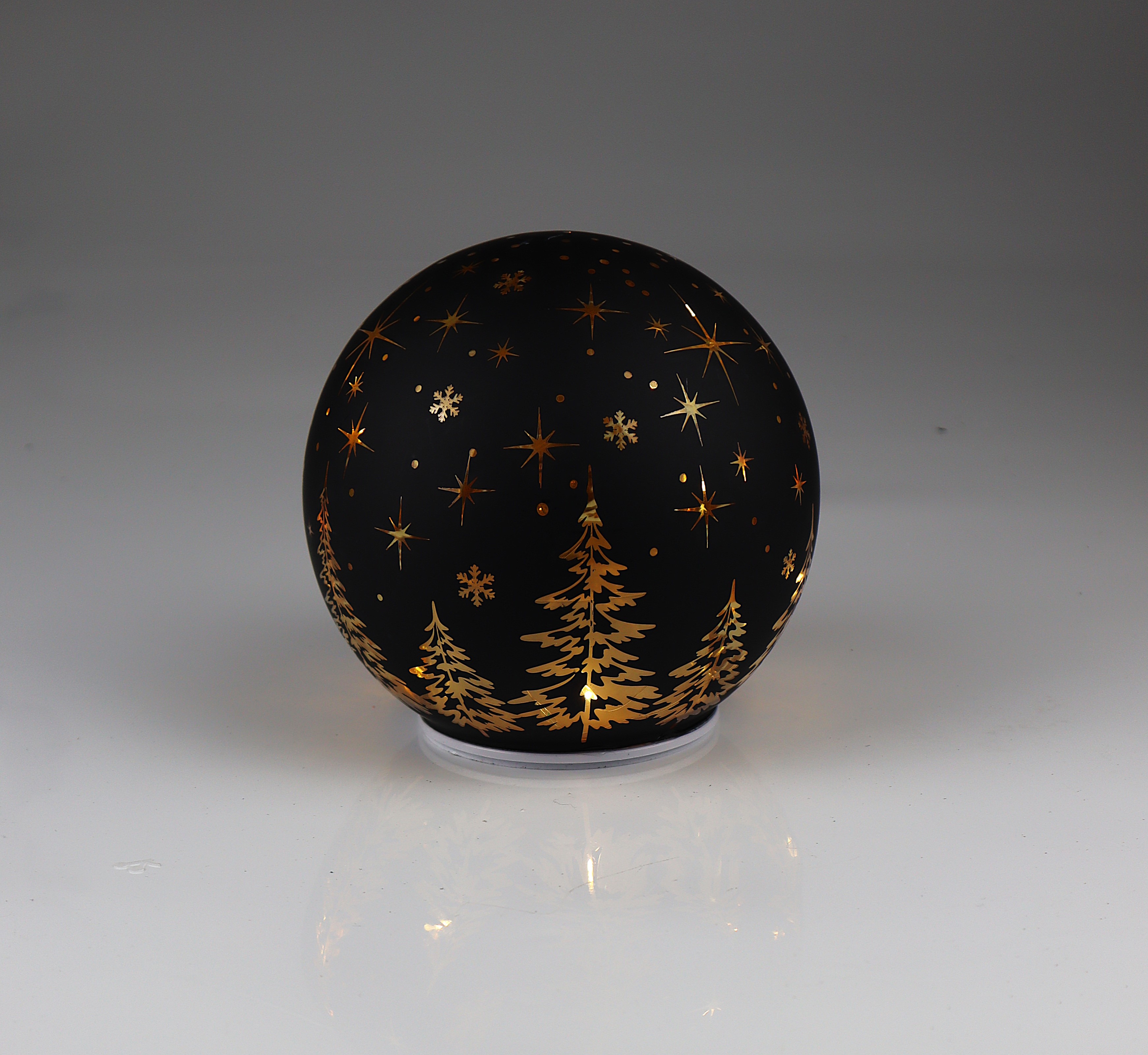 LED Kugel Bäume - drehend, funkeld, schwarz, Glas 15cm