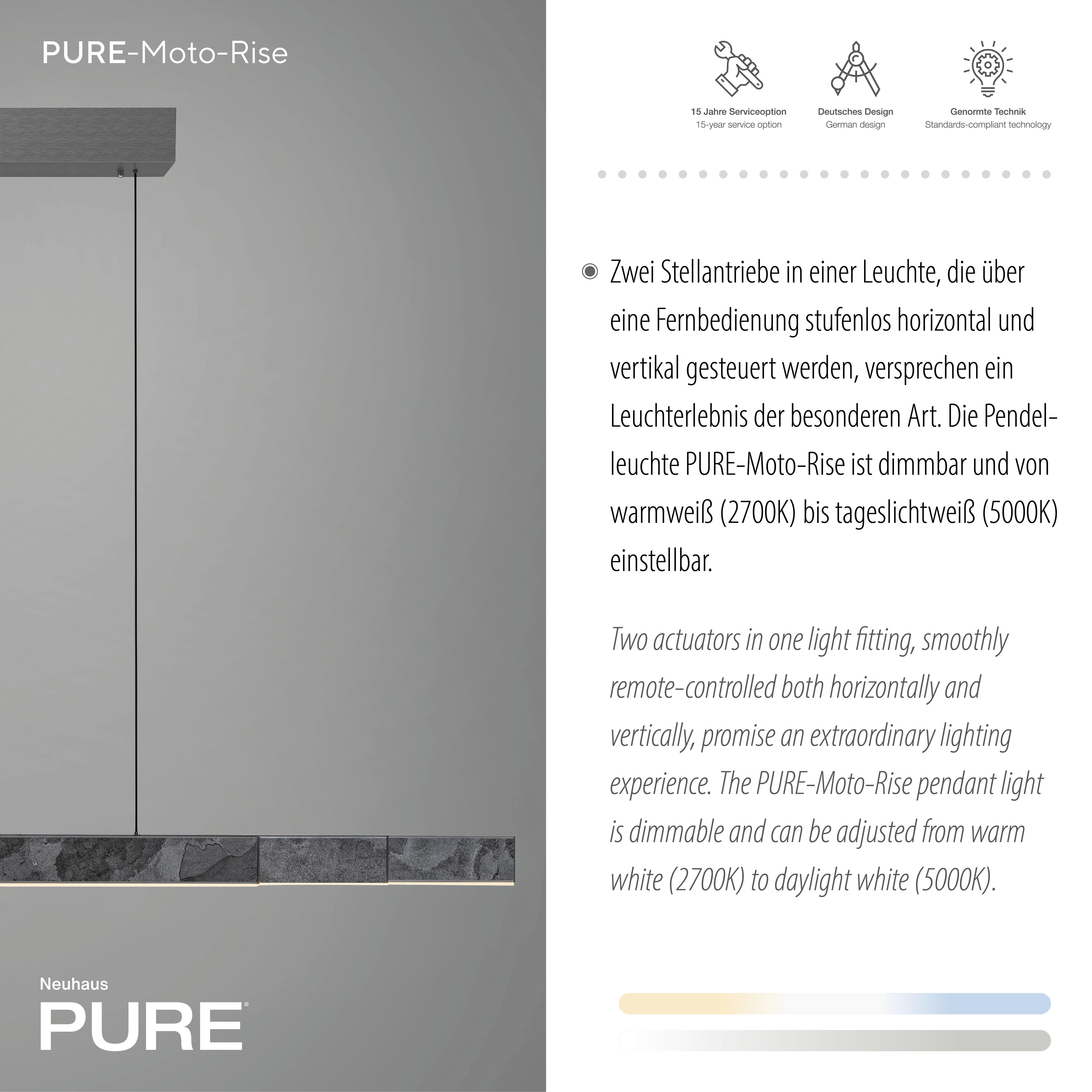 Pendelleuchte PURE Moto-Rise - grau/schiefer, elektr. höhenverstellbar/ausfahrbar